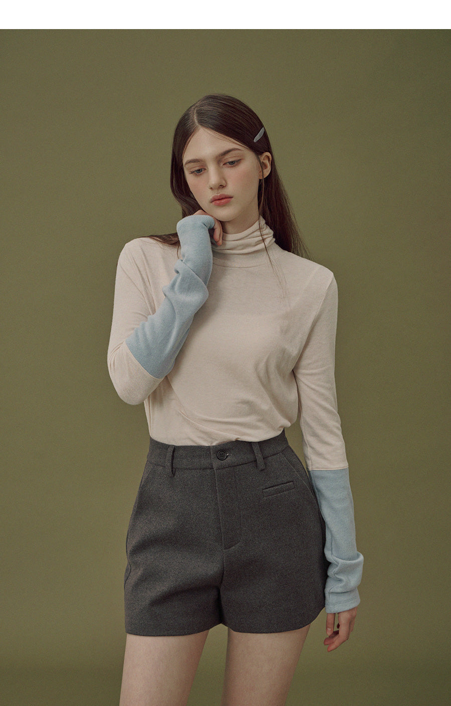 Bailey Sleeve Color-Block Turtleneck