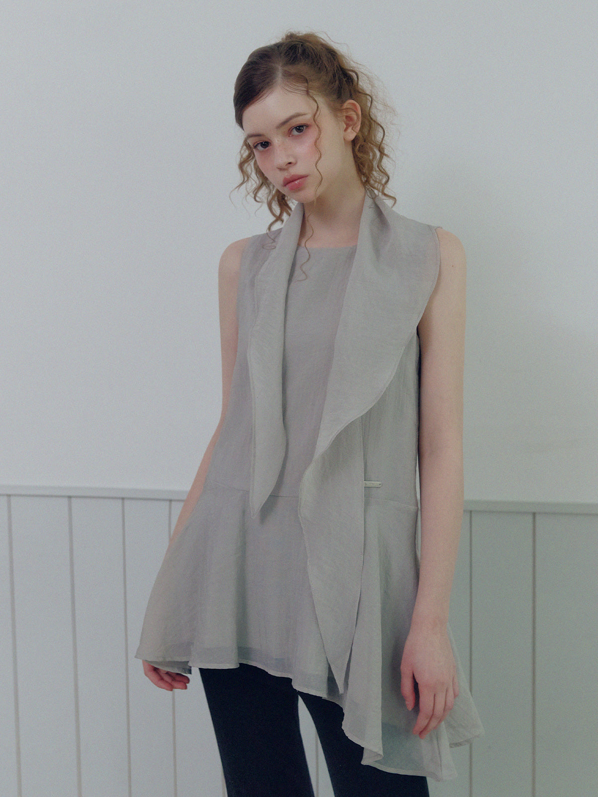 [TWEE] Tiat unbalance frill mini dress (muffler set)