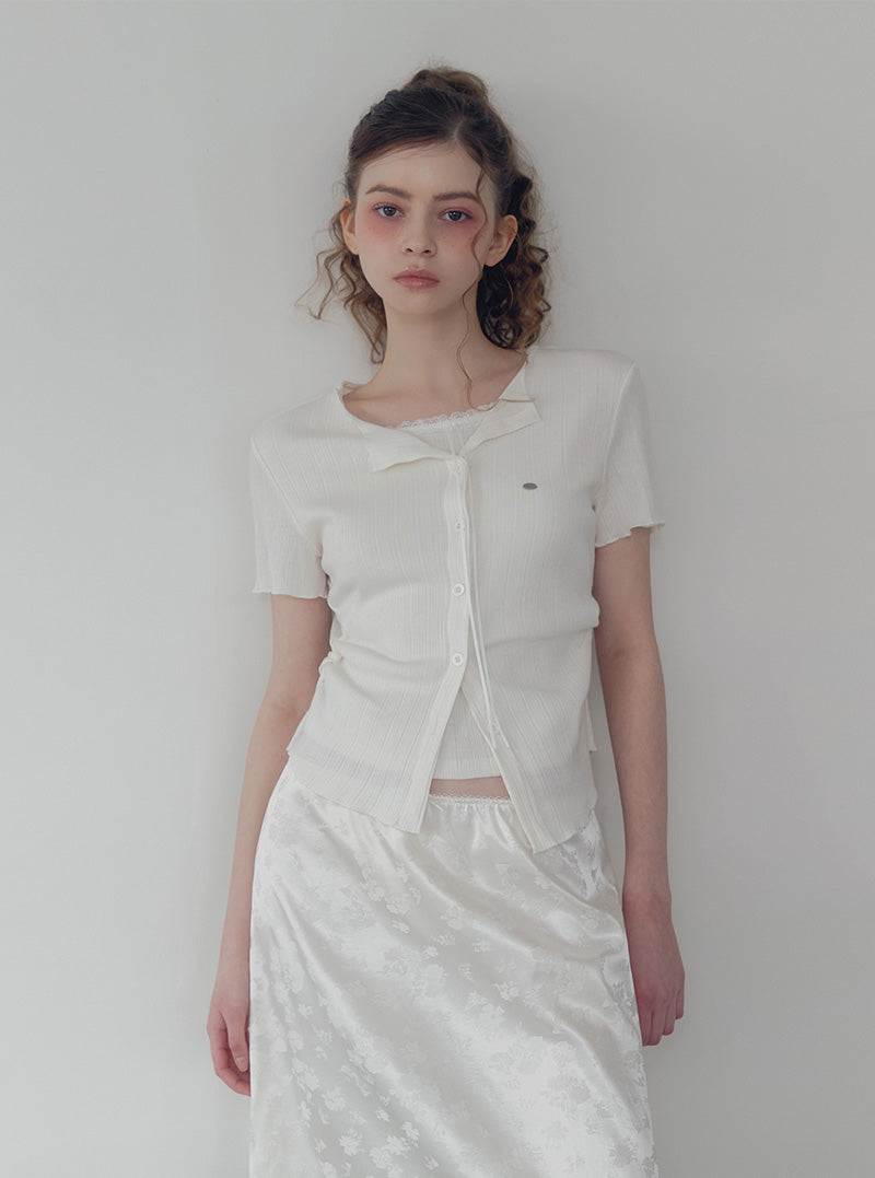 [TWEE] Poiner Layered Ribbed Short-Sleeve T-Shirt