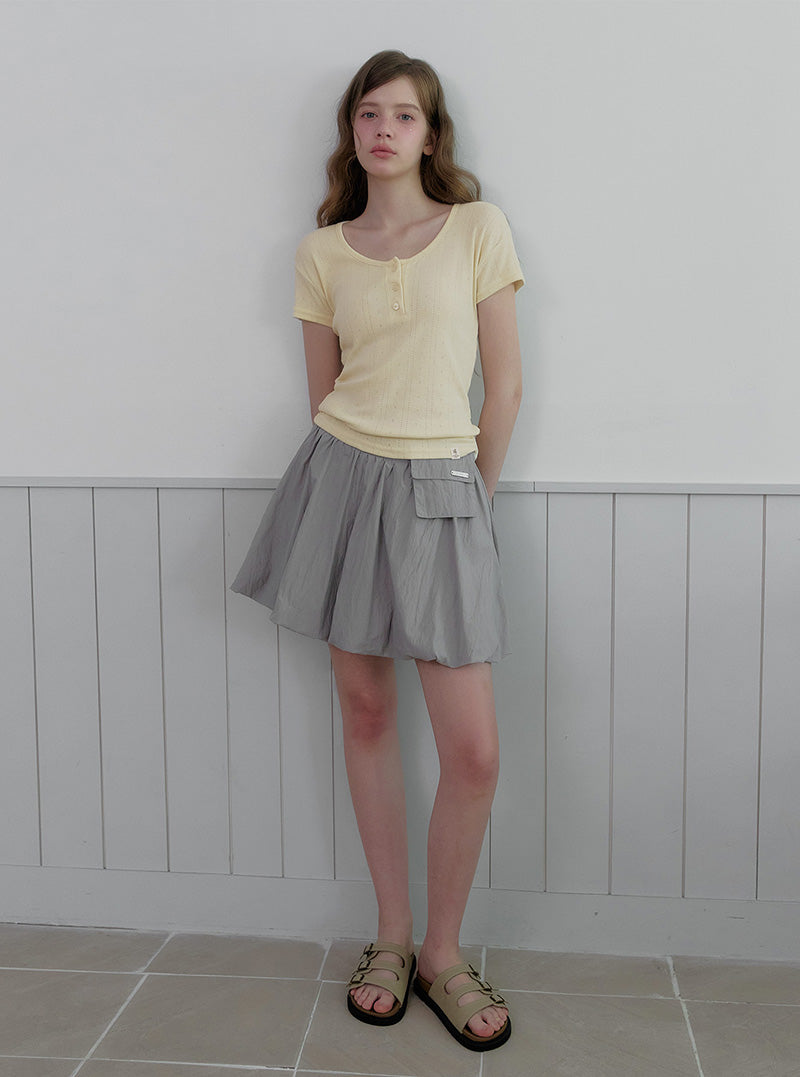 Binet button punching short sleeve t-shirt