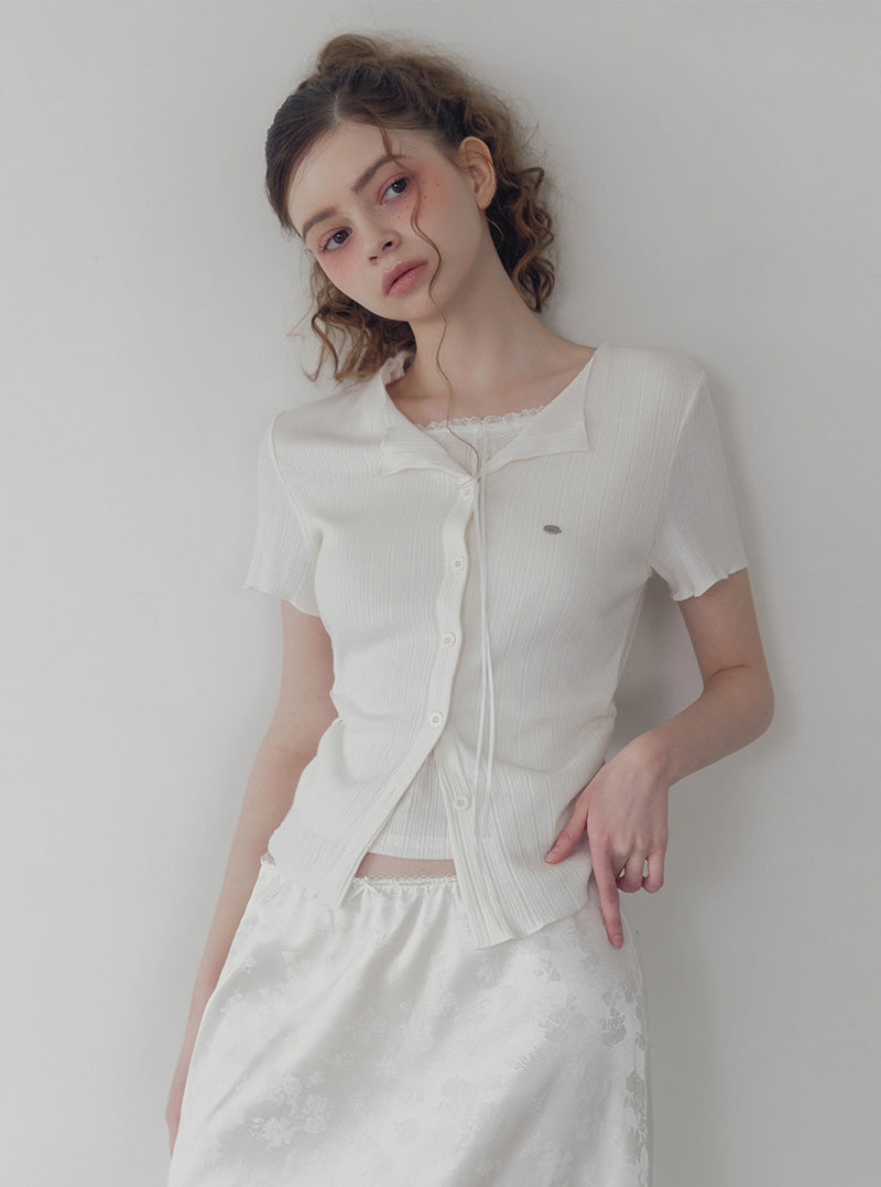 [TWEE] Poiner Layered Ribbed Short-Sleeve T-Shirt