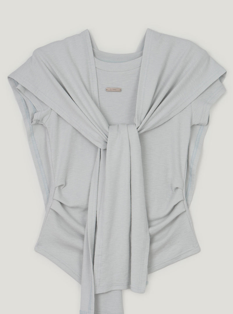 [TWEE] Ento slim shirring short sleeve t-shirt (muffler set)