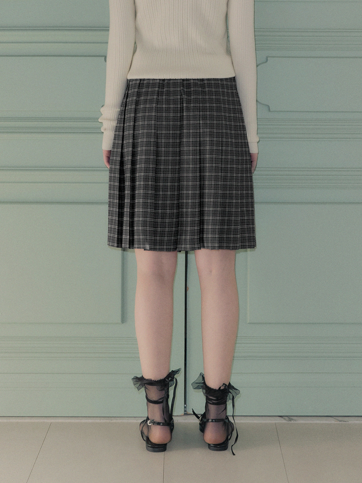 [TWEE] Dene 格纹百褶中长裙