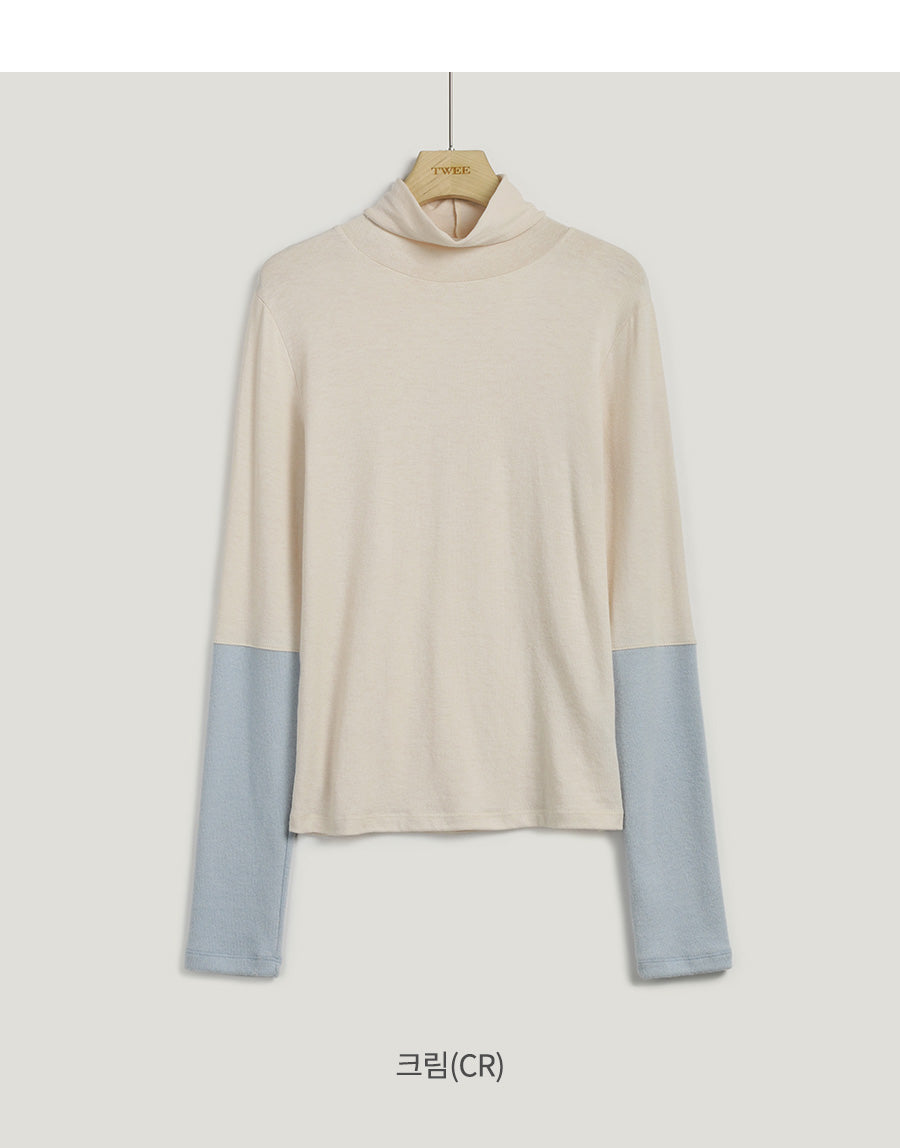 Bailey Sleeve Color-Block Turtleneck