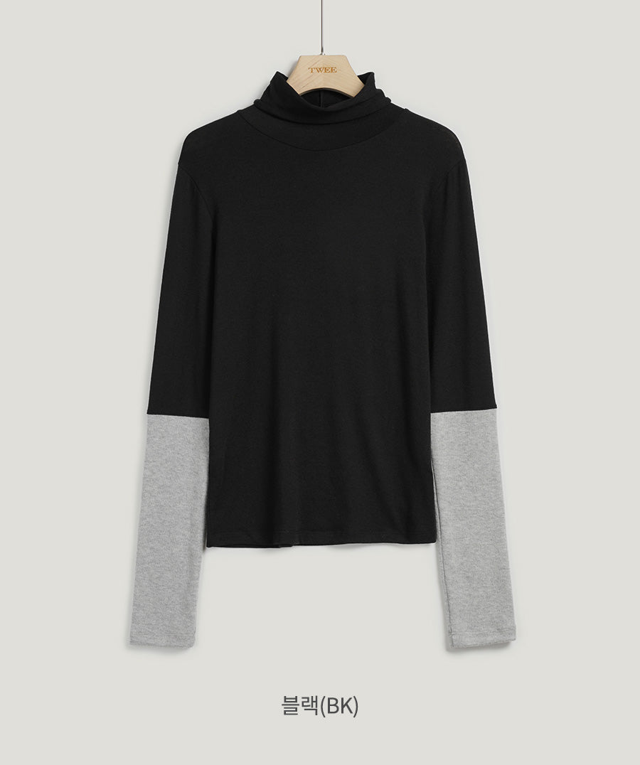 Bailey Sleeve Color-Block Turtleneck