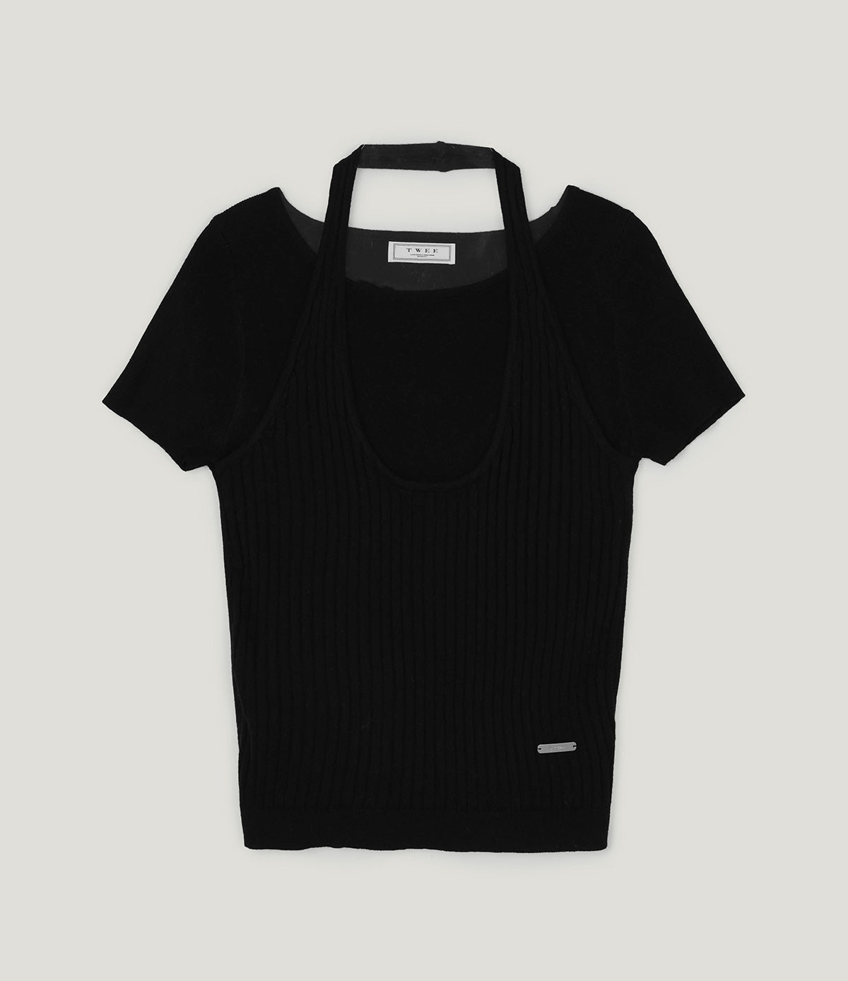 Canut Halter Neck Layered Short-Sleeve Knit