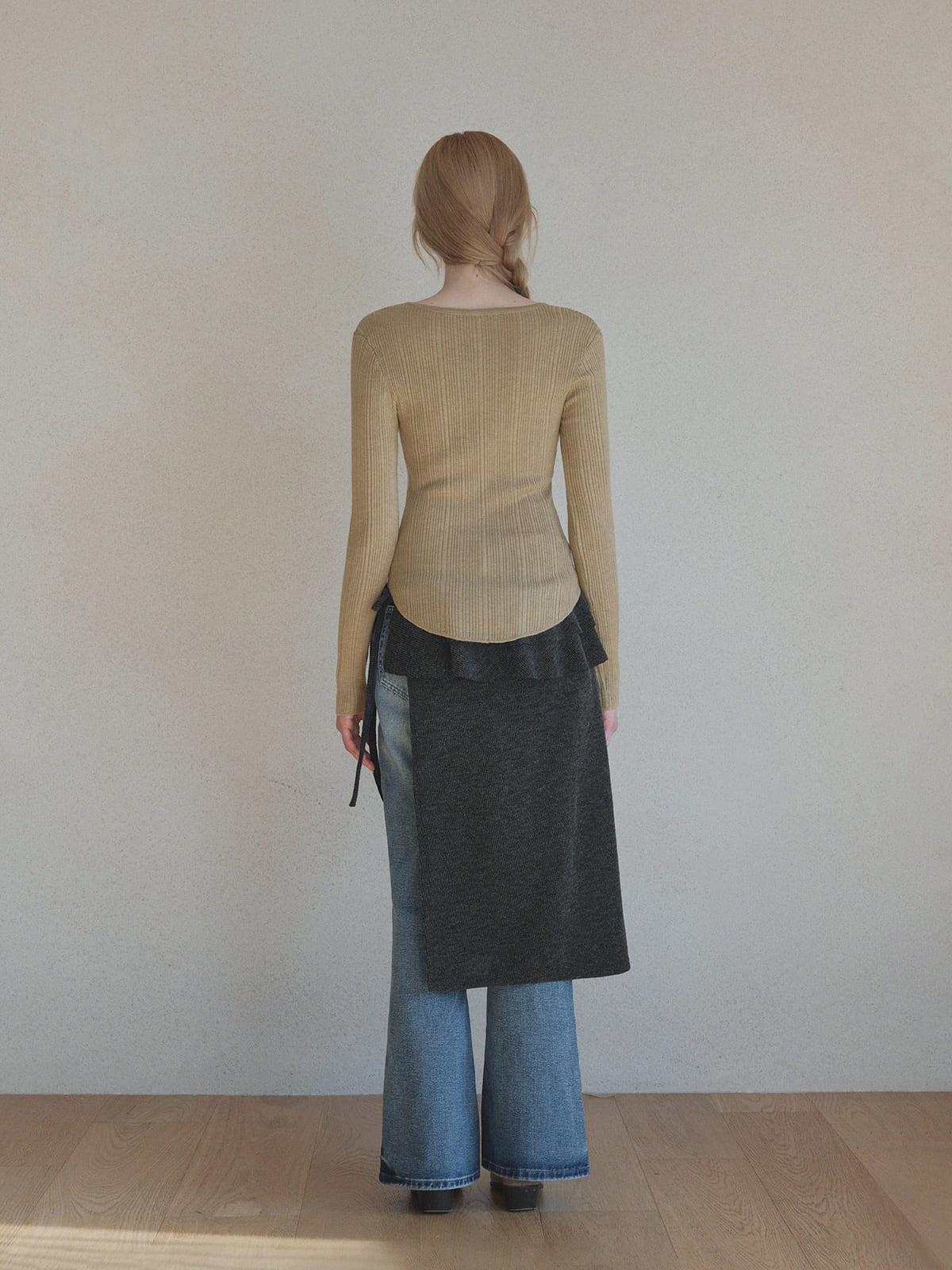 [TWEE] Lingtwo Pulsante Nascosto Maglia Sottile