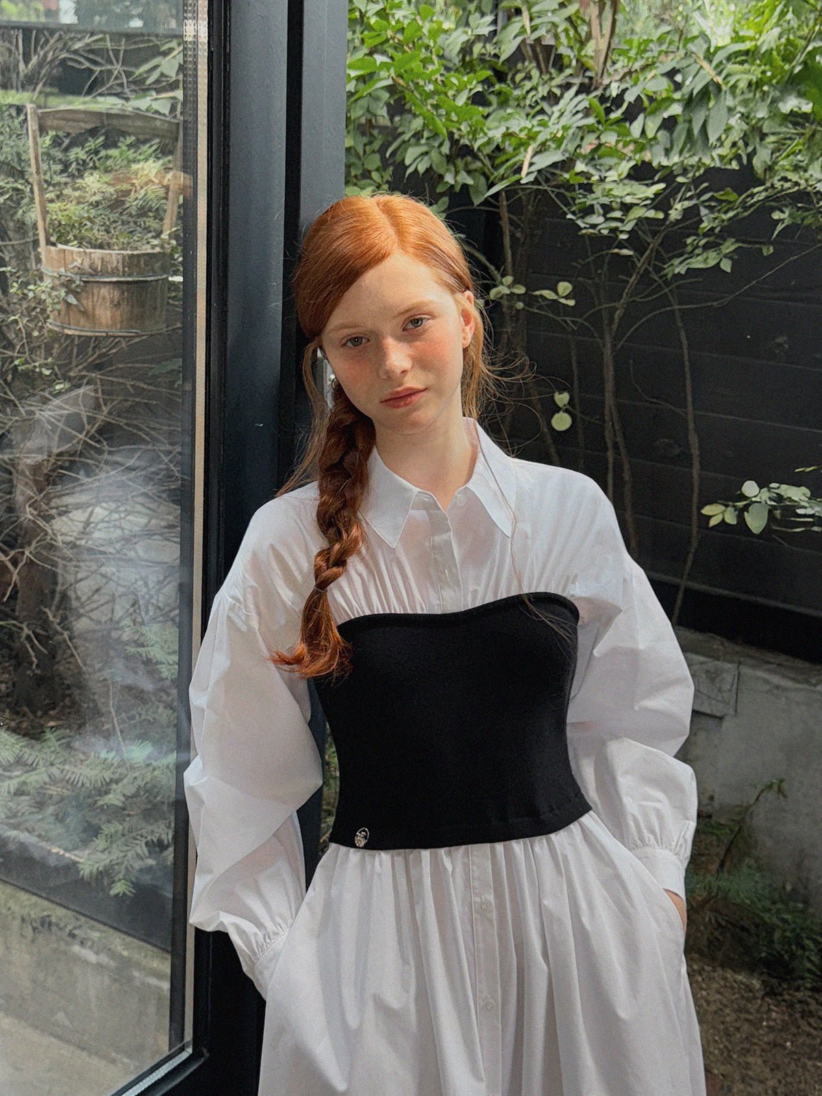[TWEE] Bedis Scallop Shirt Long Dress