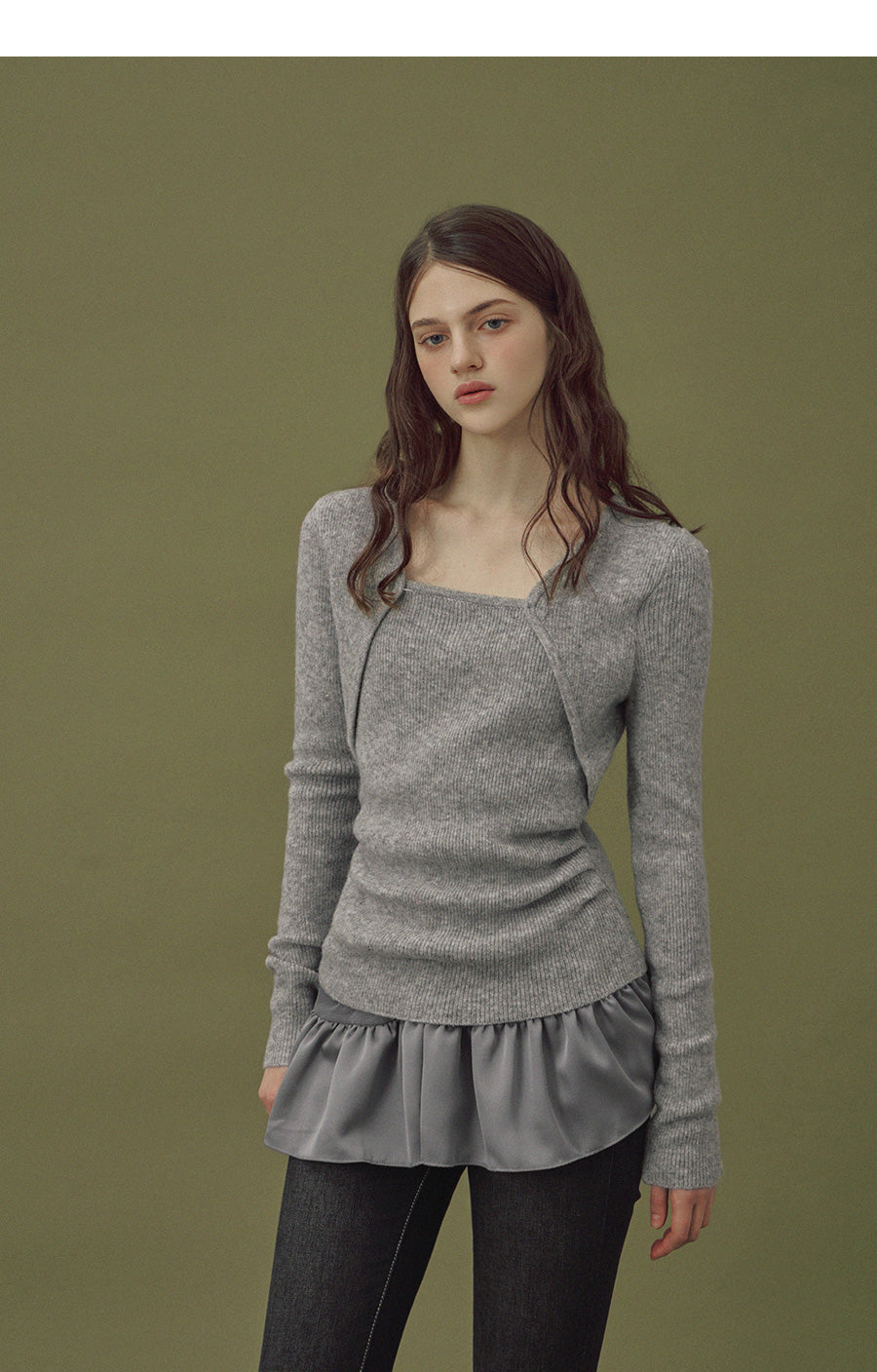 [TWEE] Kethia Wool Shirring Bolero Knit