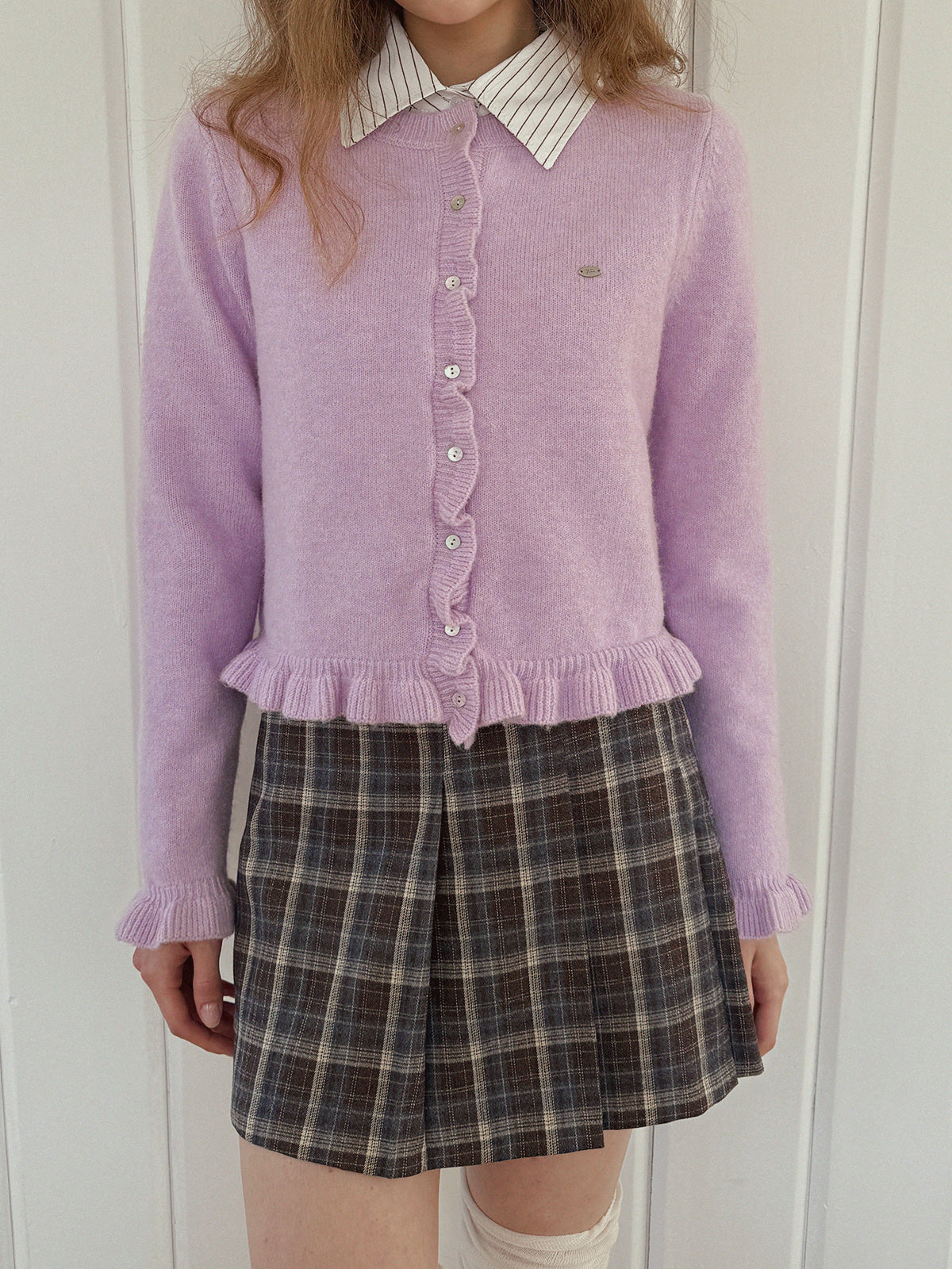 [TWEE] Tours Check Unbalance Pintuck Mini Skirt