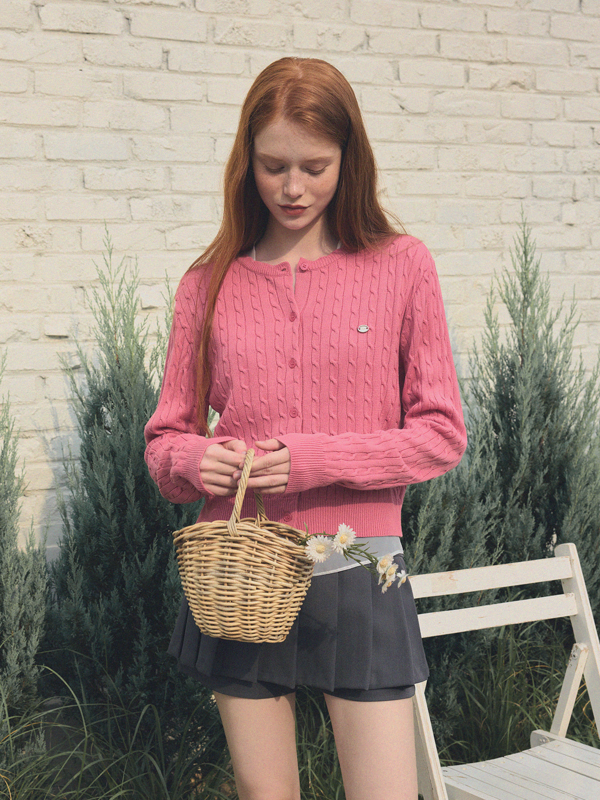 [TWEE] Ritti Cable Round Neck Long Sleeve Cardigan
