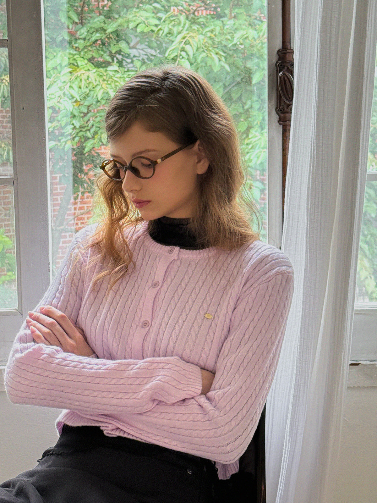 [TWEE] Áo khoác len đan dây ngắn Tiben