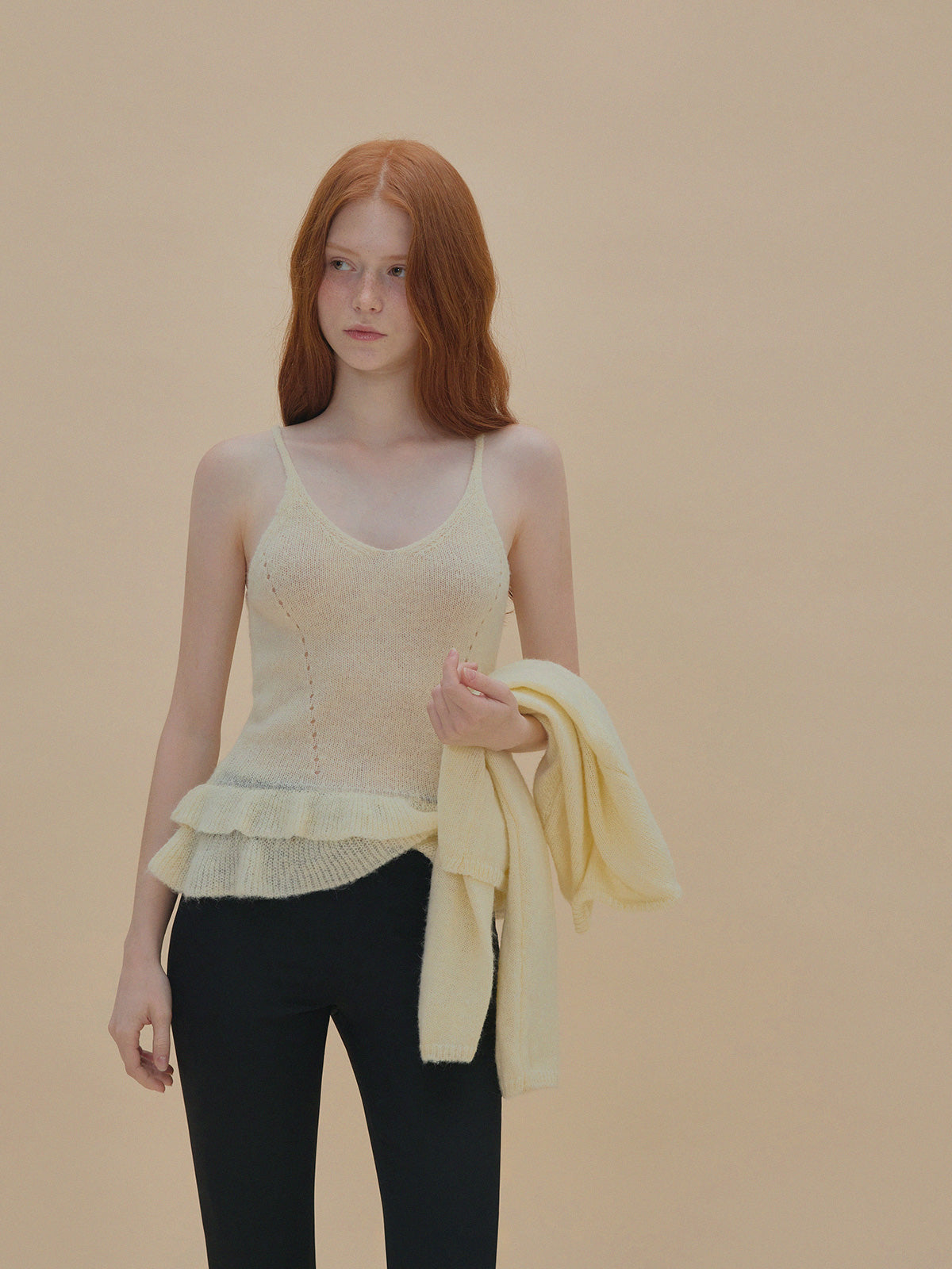 [TWEE] Viachu Knit Tank Top & Cardigan Set