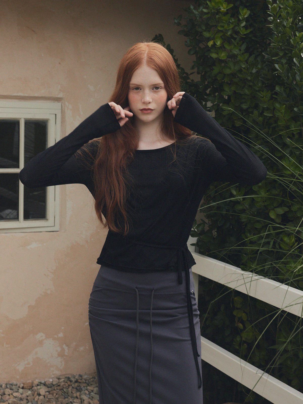 [TWEE] Eren Layered Wrap Long Sleeve T-Shirt