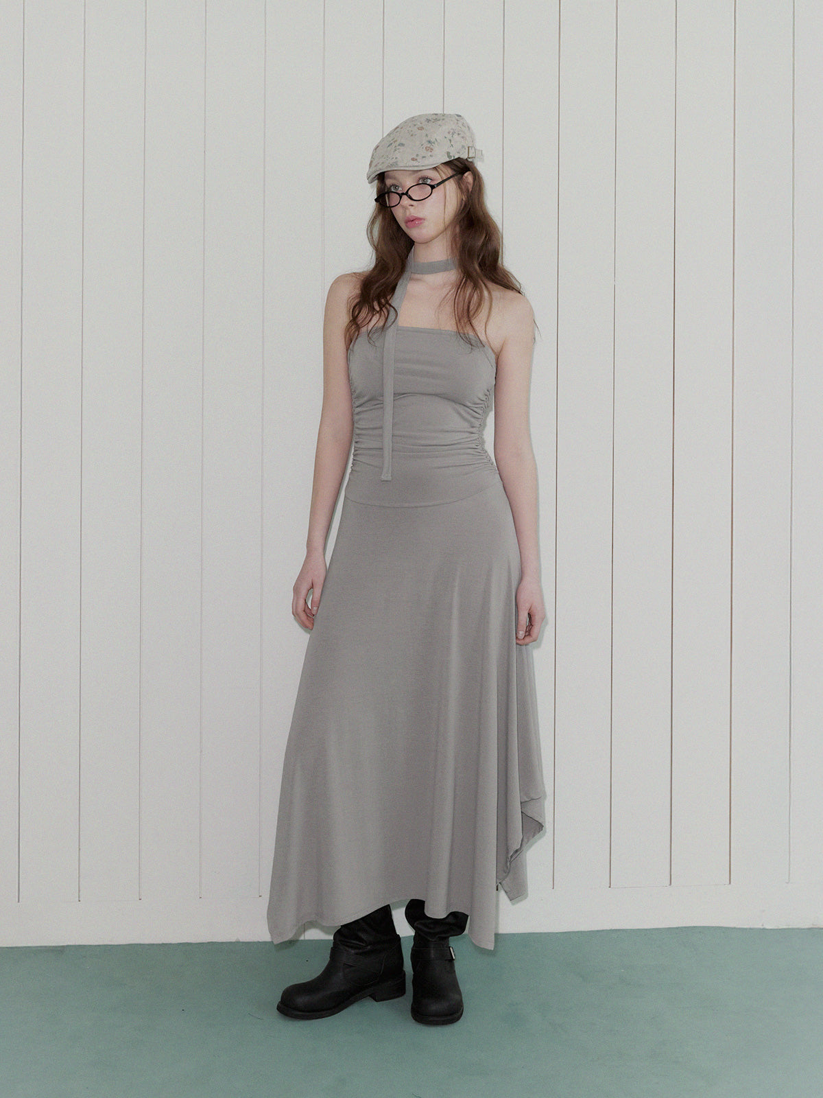 [TWEE] Letin Shirring Top Flare Long Dress (Strap Set)