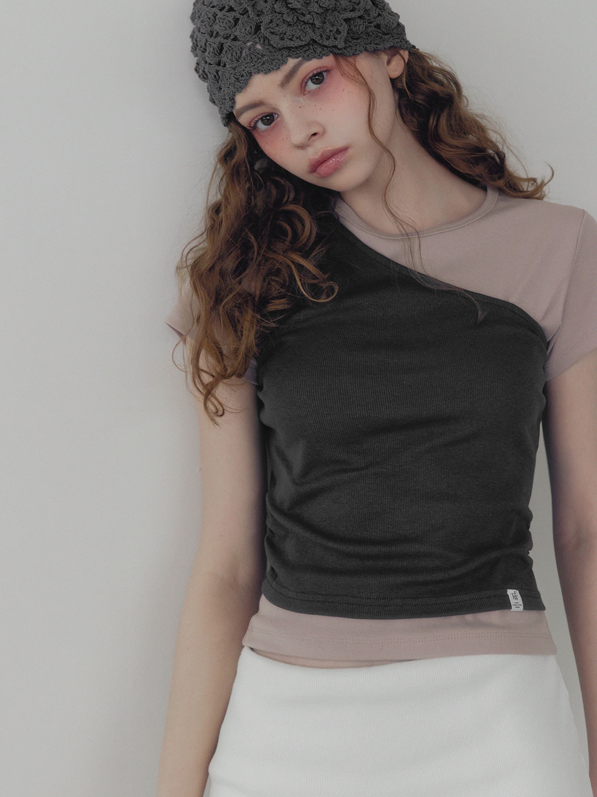 [TWEE] Cellon shirring one-shoulder sleeveless