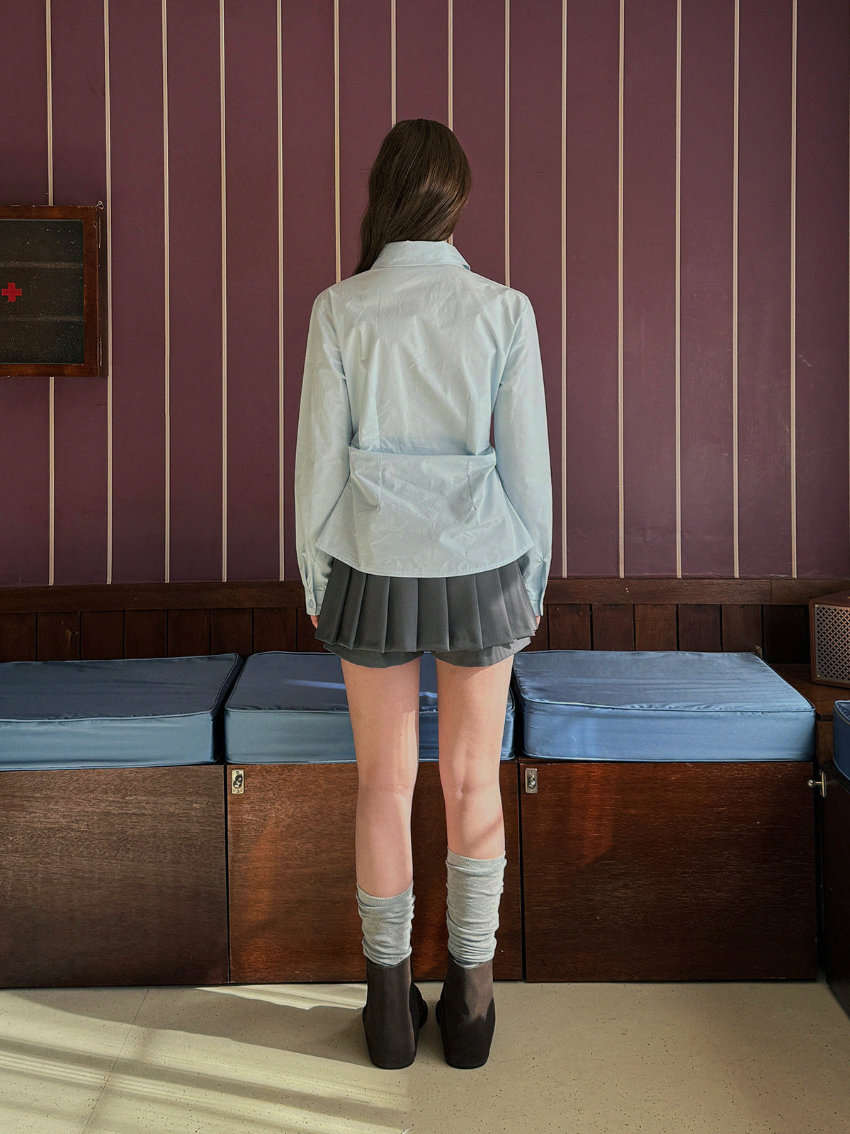 [TWEE] Rolo Slim Pintuck Long Sleeve Shirt (Strap Set)