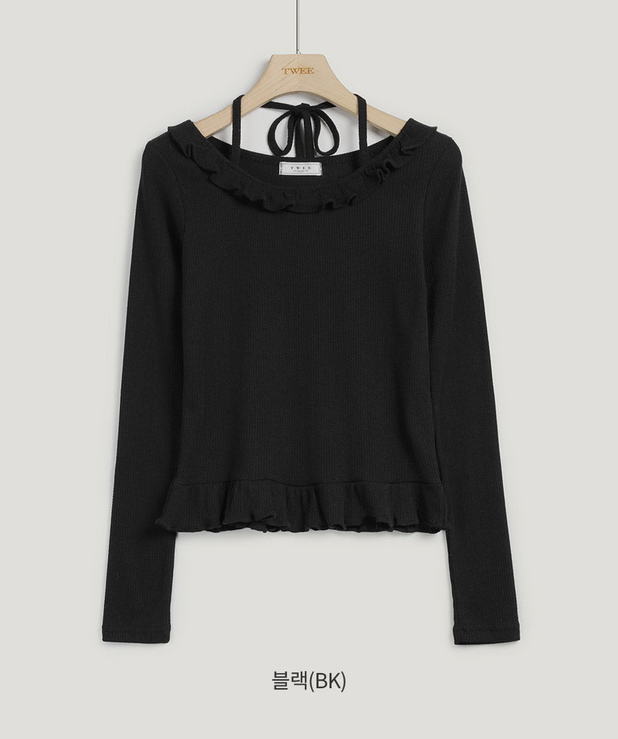 [TWEE] Bulet Halter Ruffle T-Shirt