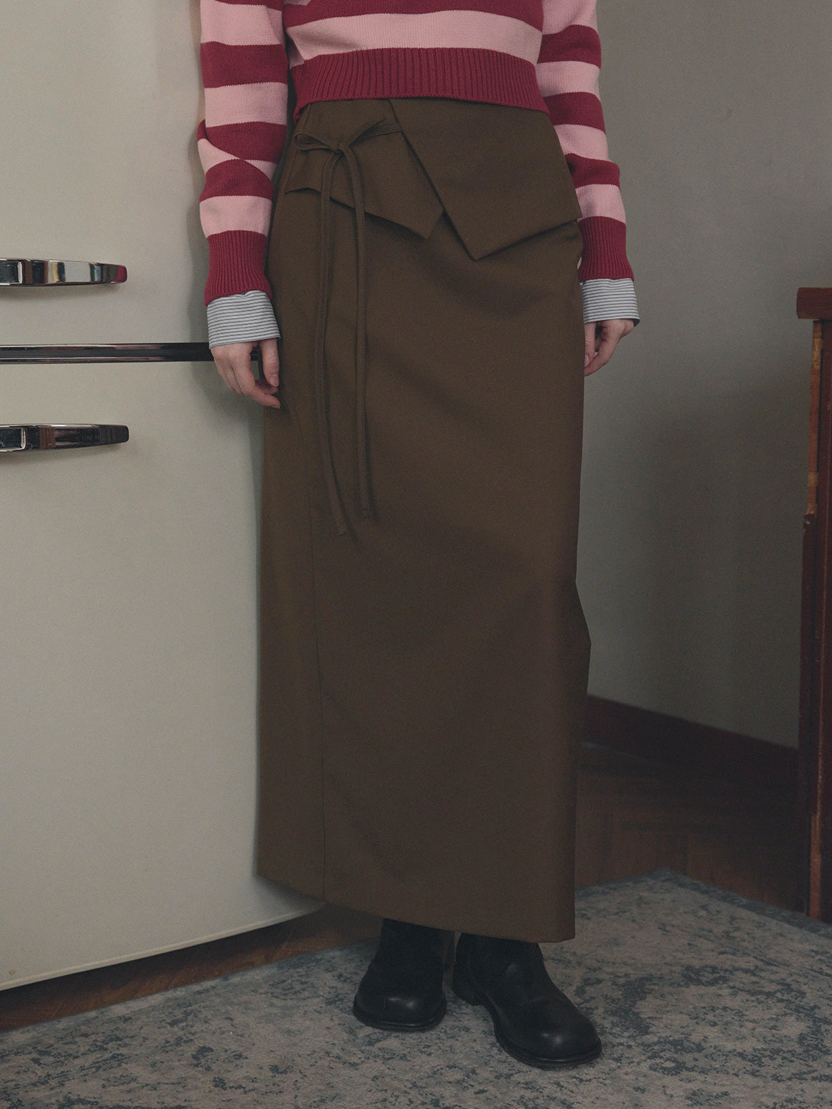 [TWEE] Lenk Layered Strap Maxi Long Skirt