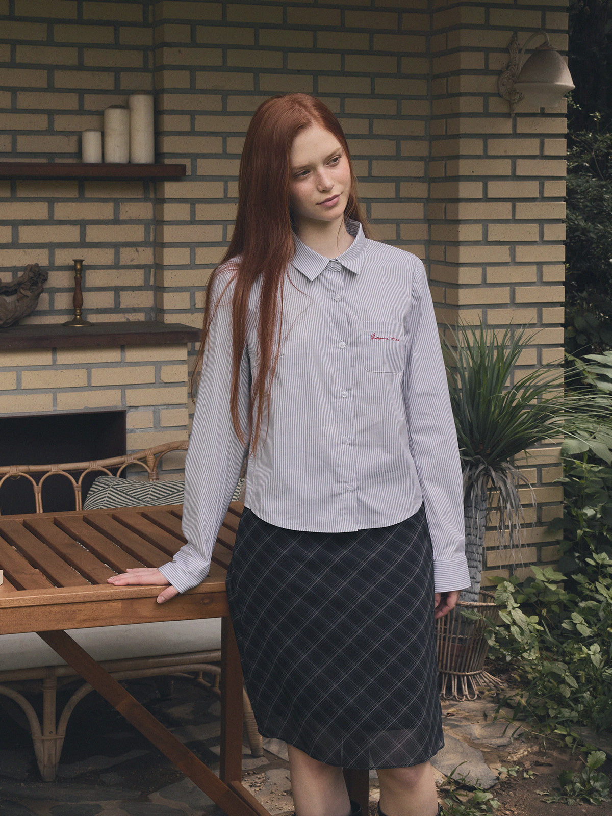 [TWEE] Lonté Stripe Embroidered Pocket Shirt