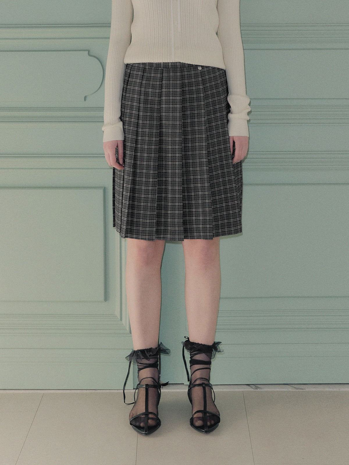 [TWEE] Dene 格纹百褶中长裙