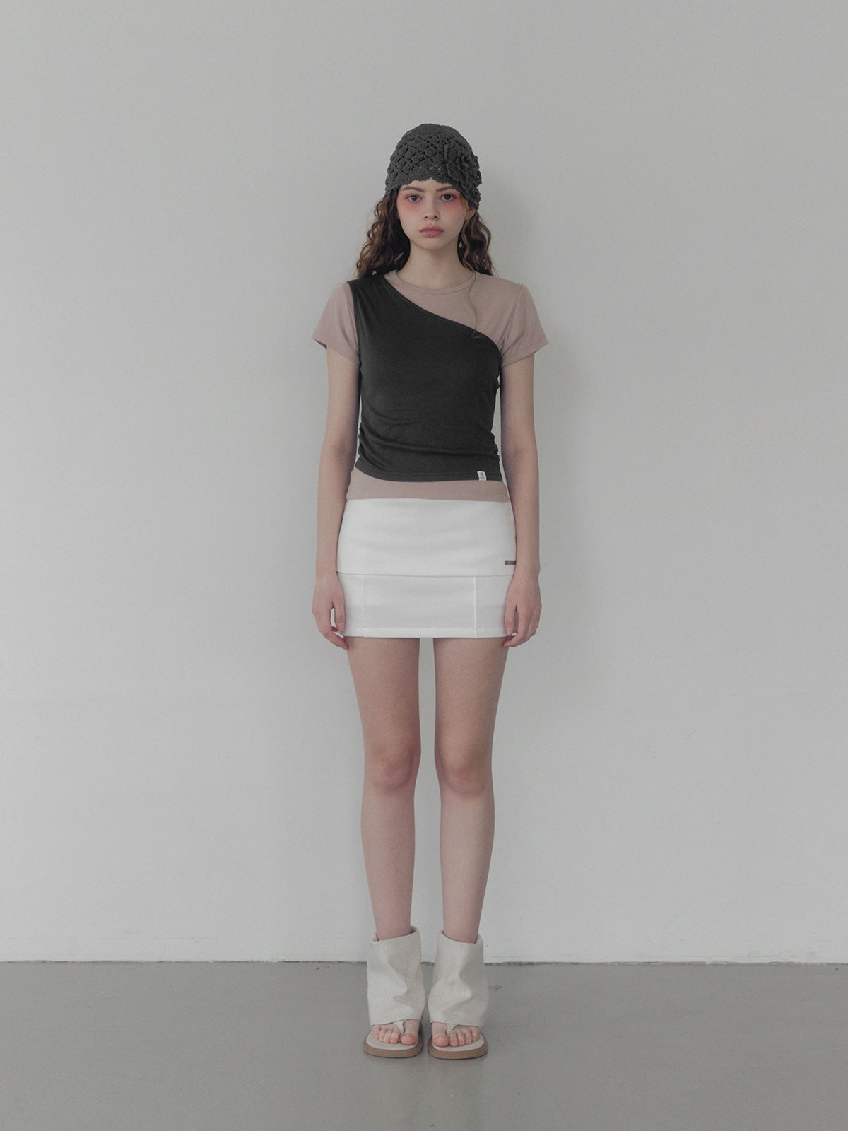 [TWEE] Cellon shirring one-shoulder sleeveless