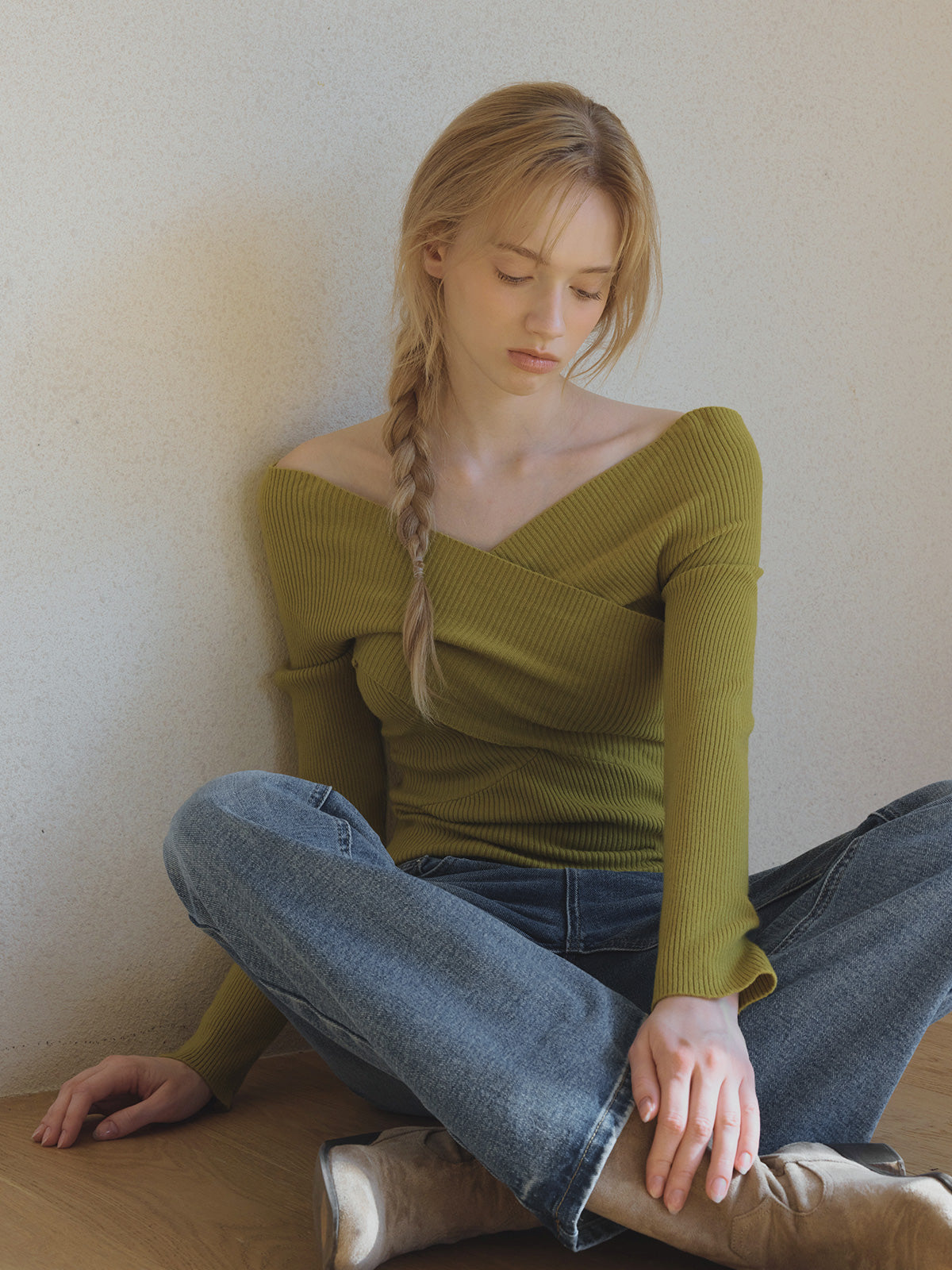 [TWEE]Seti Maglia Incrociata con Spalle Scoperte