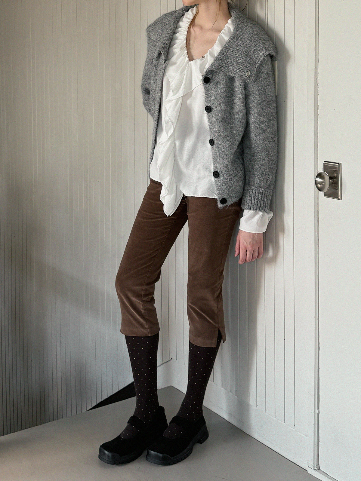 Comf Sailor-Collar Knit Cardigan