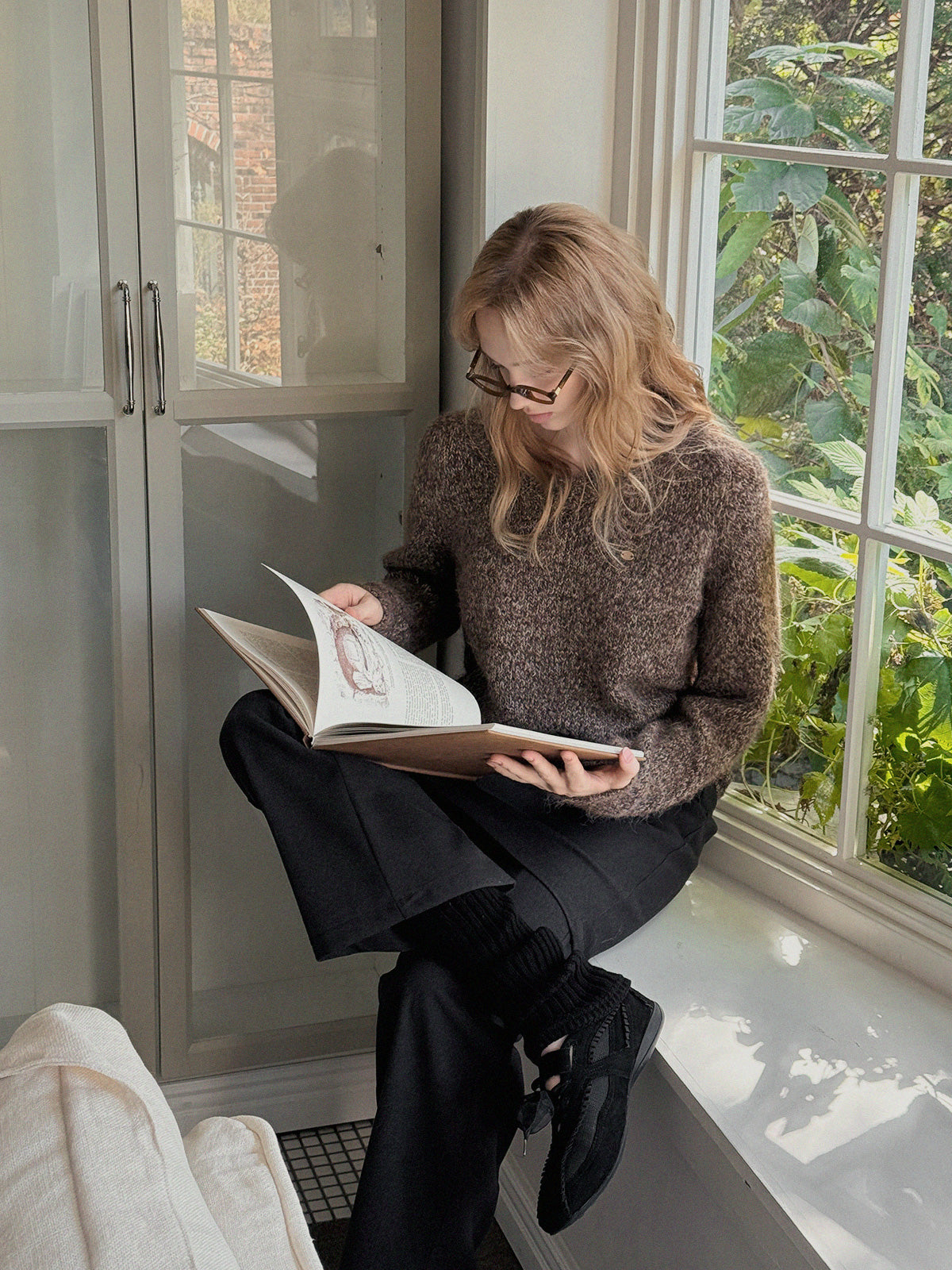 [TWEE] Dupe Gemischter Locker Geschnittener Strick