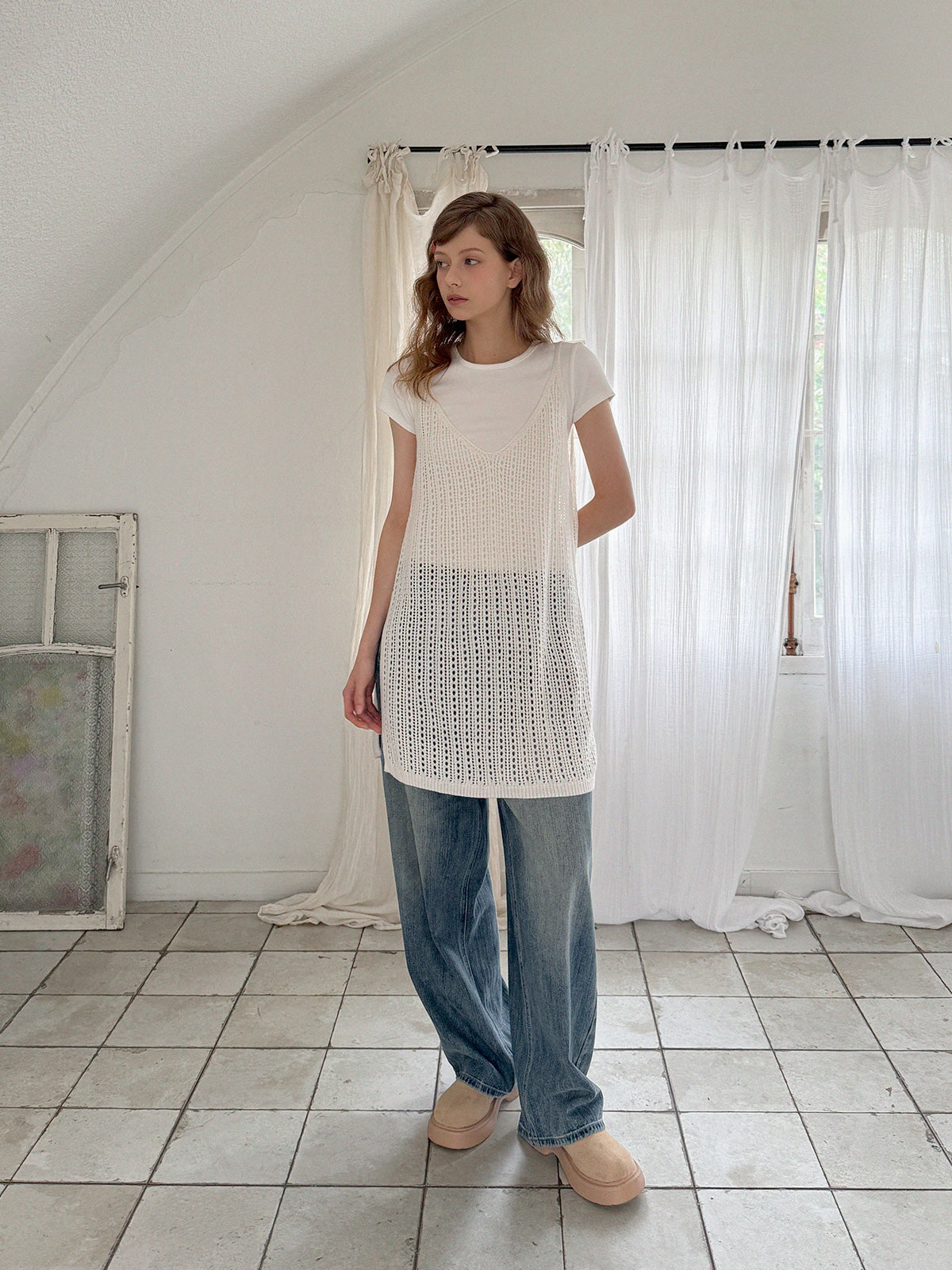 [TWEE] Grew Punching Sleeveless Knit Dress