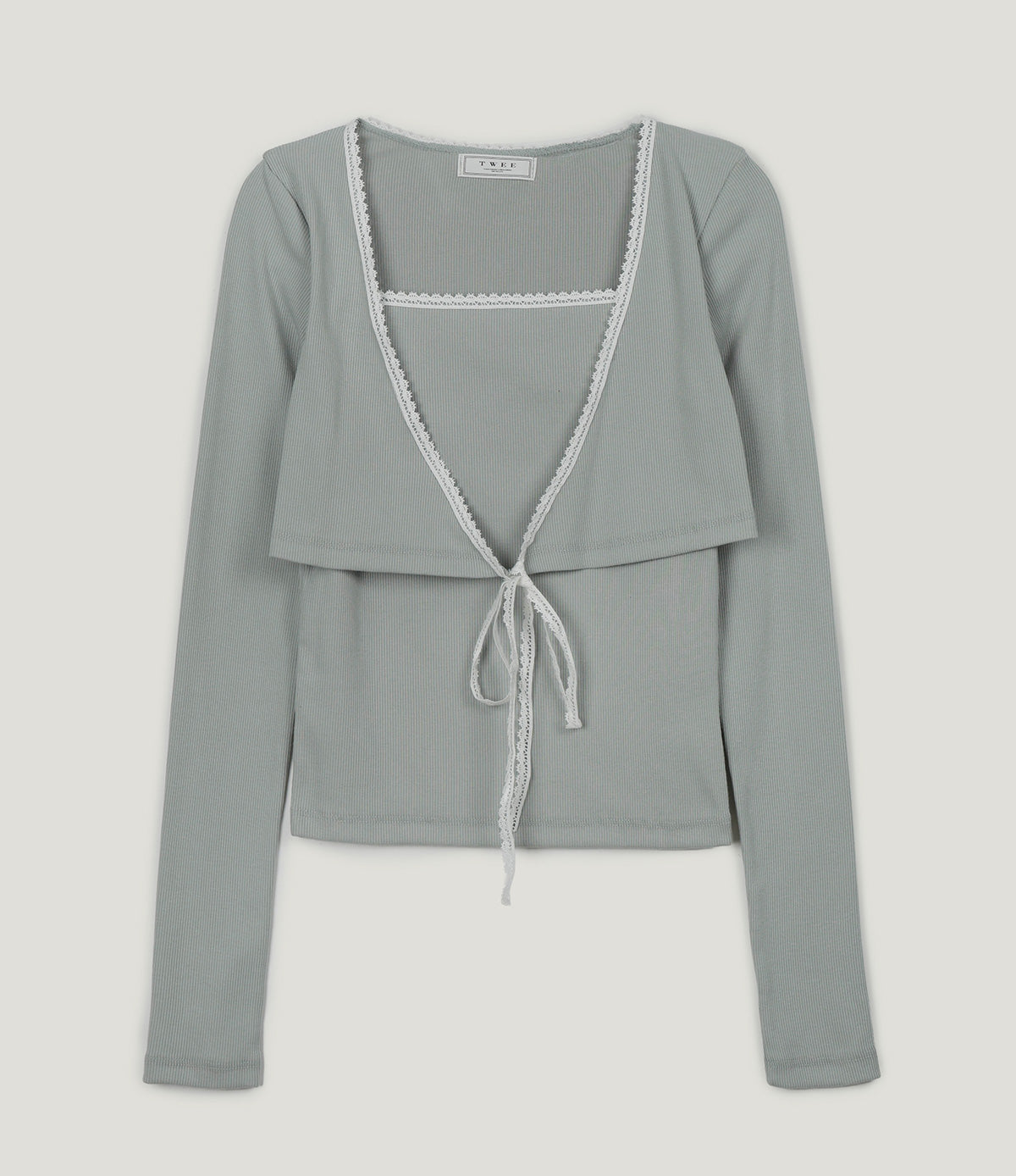 [TWEE] Bevil Layered Contrast Lace Long-Sleeve T-Shirt