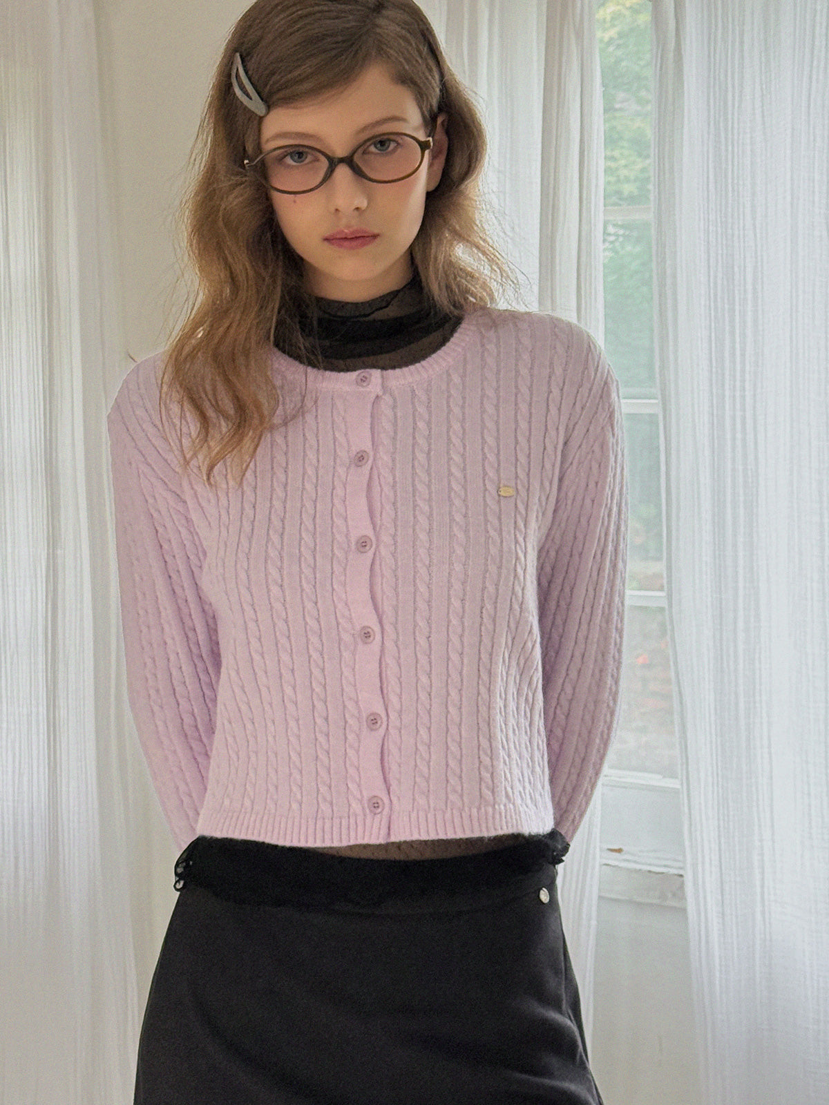 [TWEE] Áo khoác len đan dây ngắn Tiben