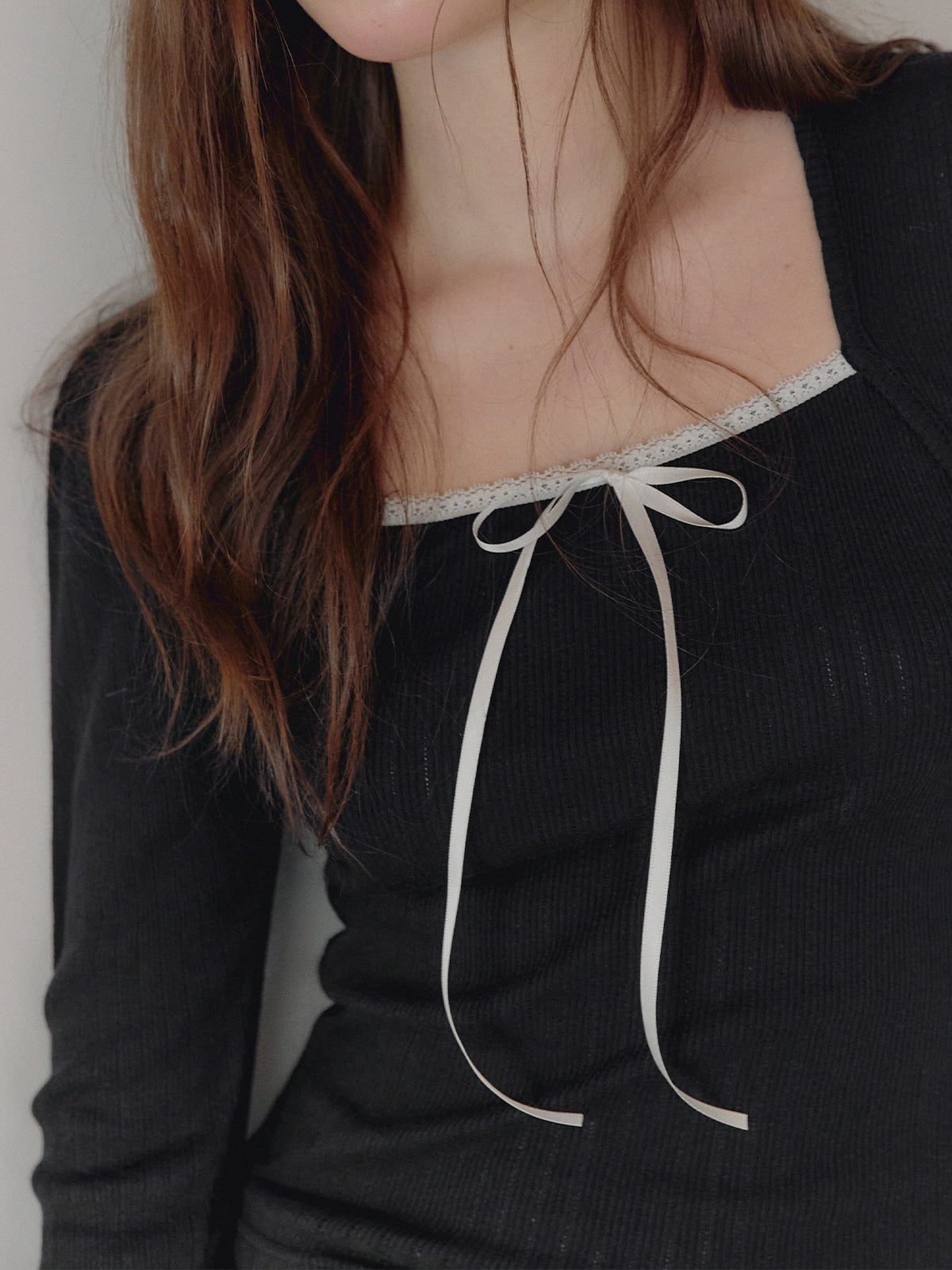 [TWEE] Colson 波蕾若系带蕾丝长袖T恤