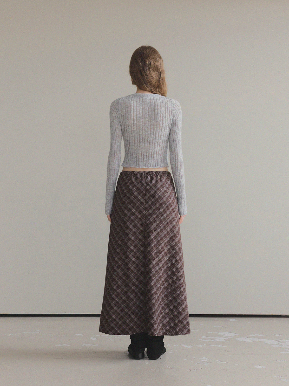 【TWEE】Bilson Check Banding Long Skirt