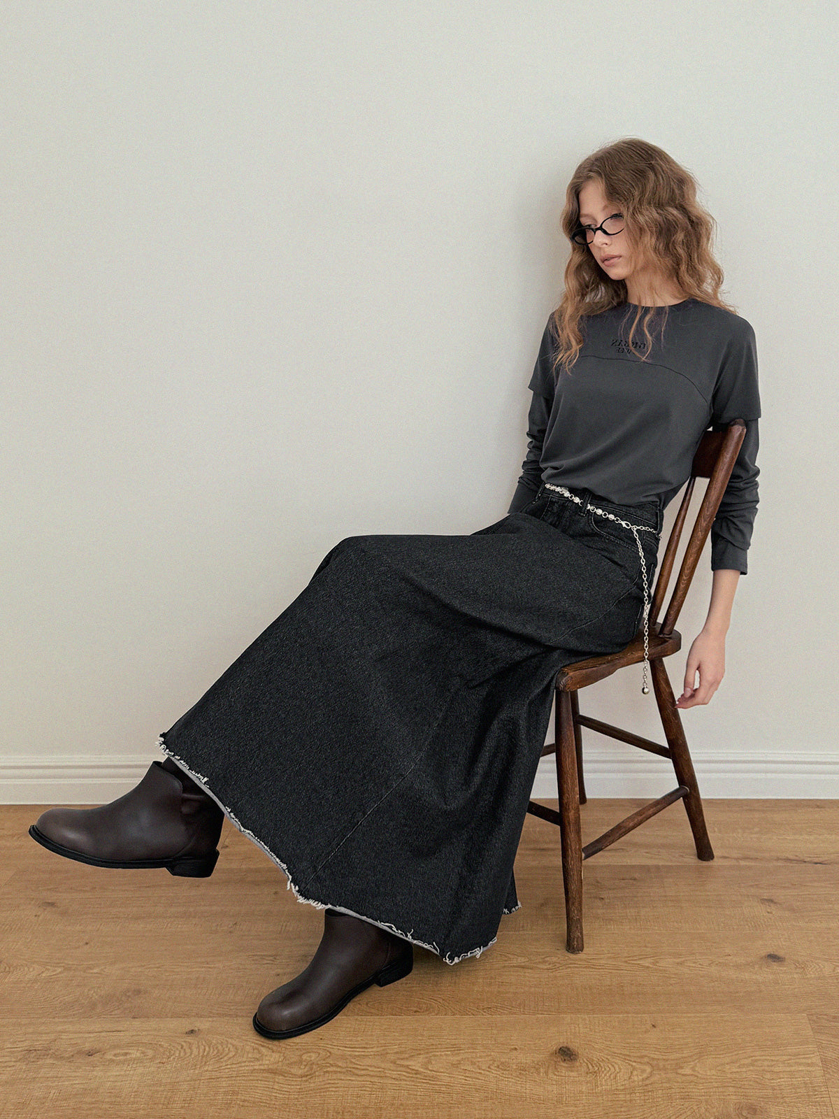 [TWEE] Neville Denim Maxi Long Skirt