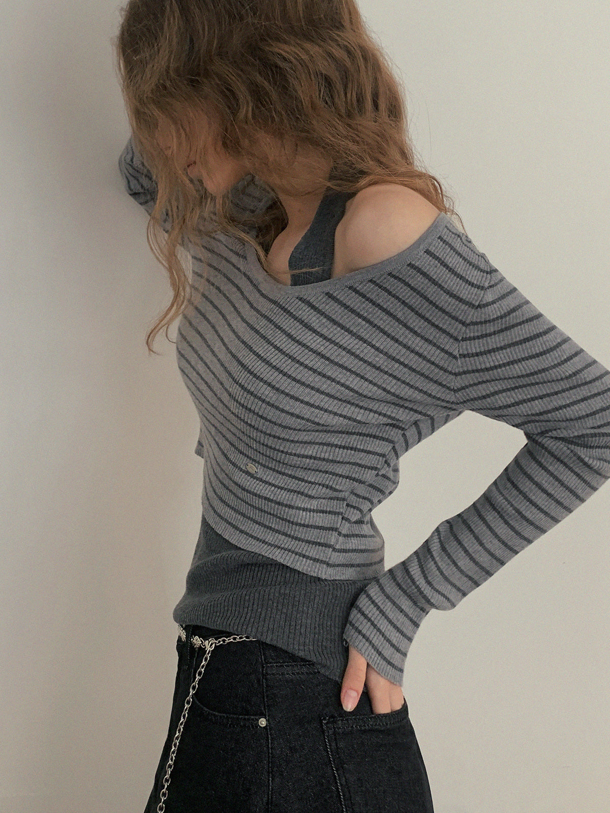 [TWEE] Bộ Áo Len Sọc Dremen Không Tay & Áo Khoác Cardigan