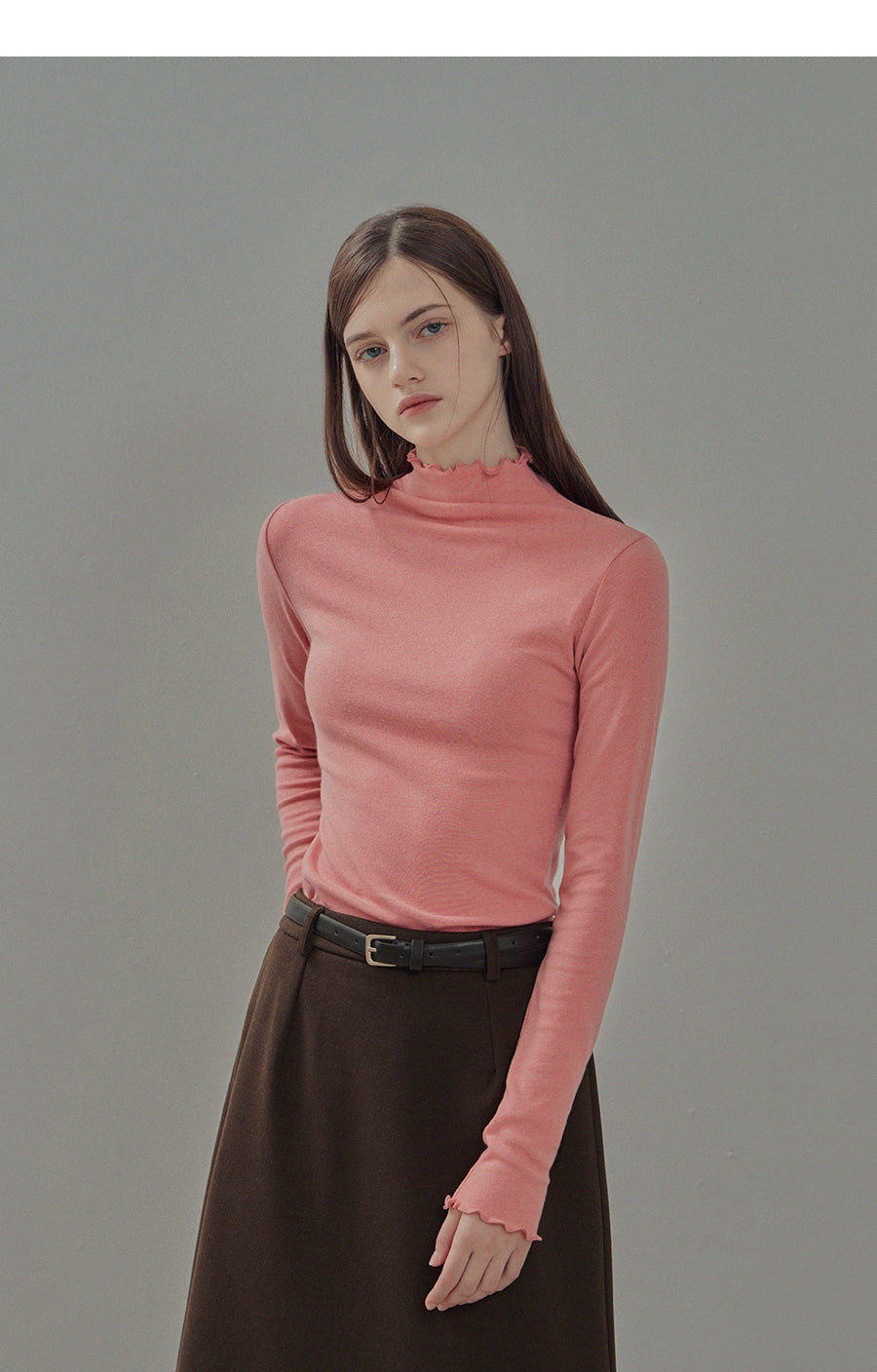 [TWEE] Ciris Wool Frill Turtleneck T-shirt