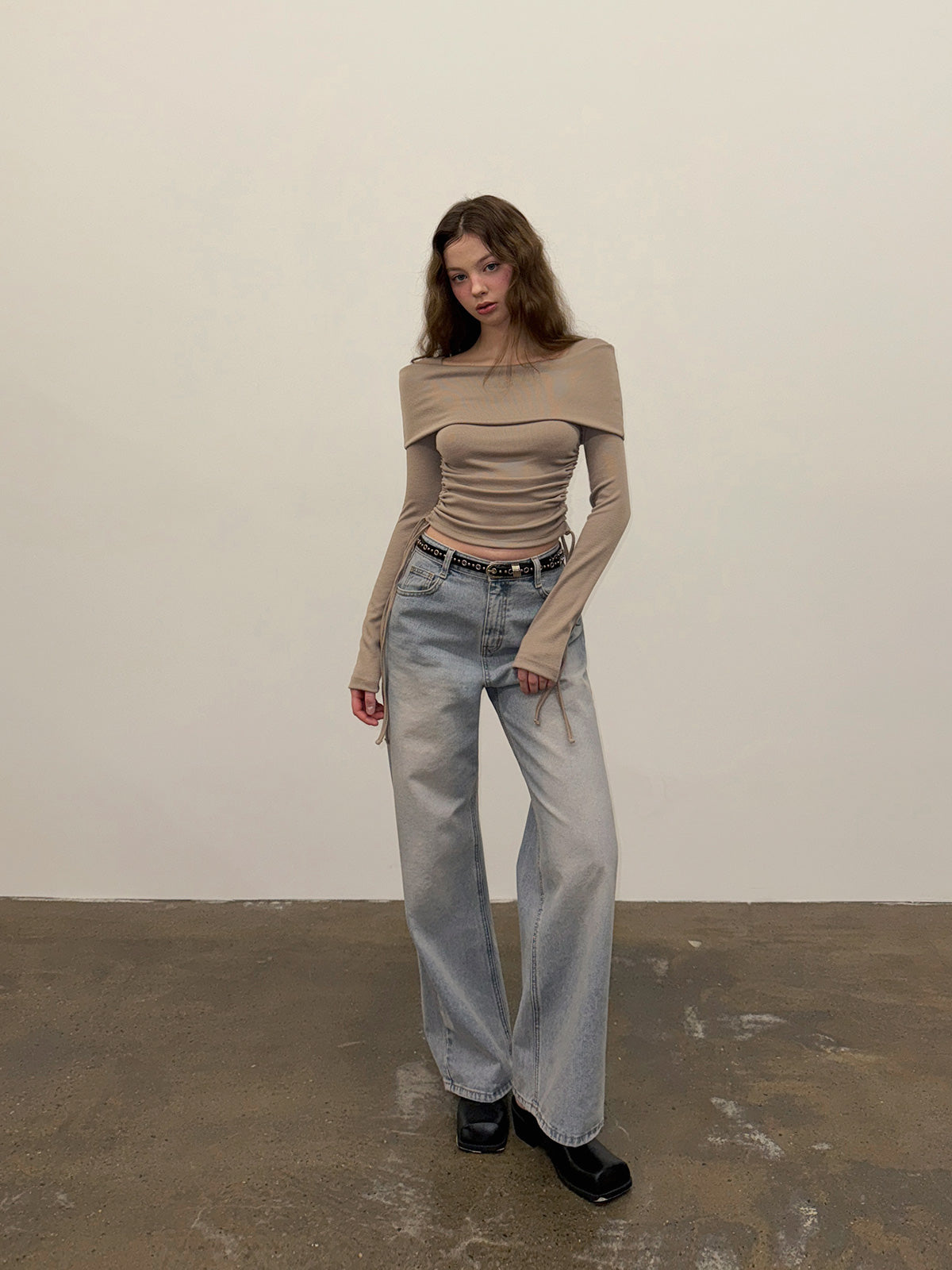 [TWEE] Dwin 2-Way Drape Strap Long Sleeve Tee