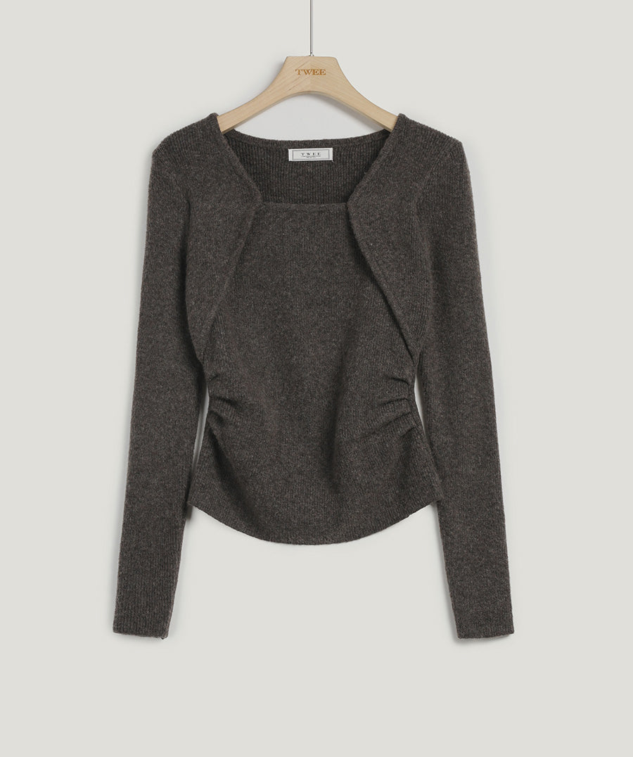 [TWEE] Kethia Wool Shirring Bolero Knit