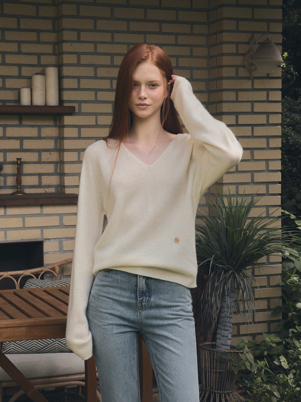 [TWEE] Longc Wool Pastel V-Neck Long-Sleeve Knit