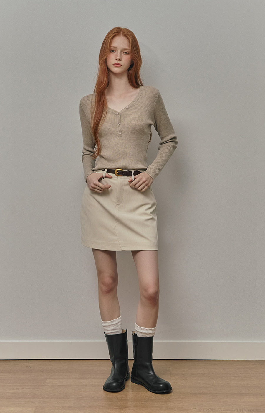 [TWEE] Freda Corduroy Mini Skirt (belt set)