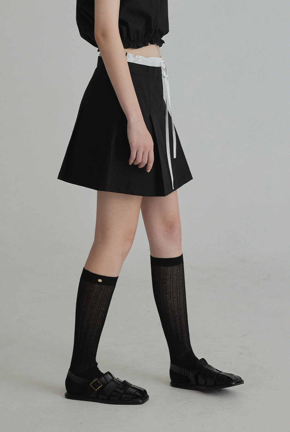 [TWEE] Melinz color-block Pleated Mini skirt