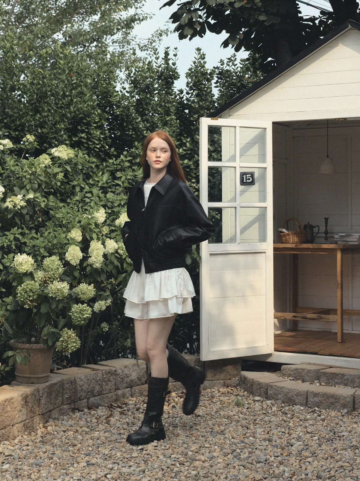 [TWEE] Loved Collar Blouson Jumper [Suede/ Leather]