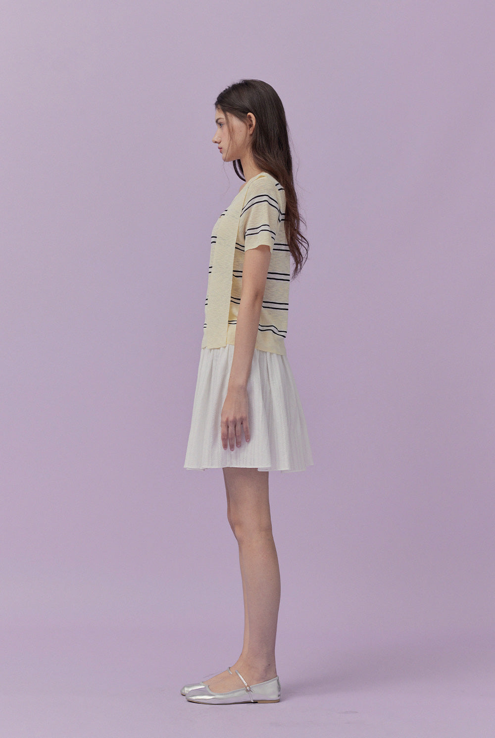 [TWEE] Neko Scarf Stripe Short-Sleeve Knit