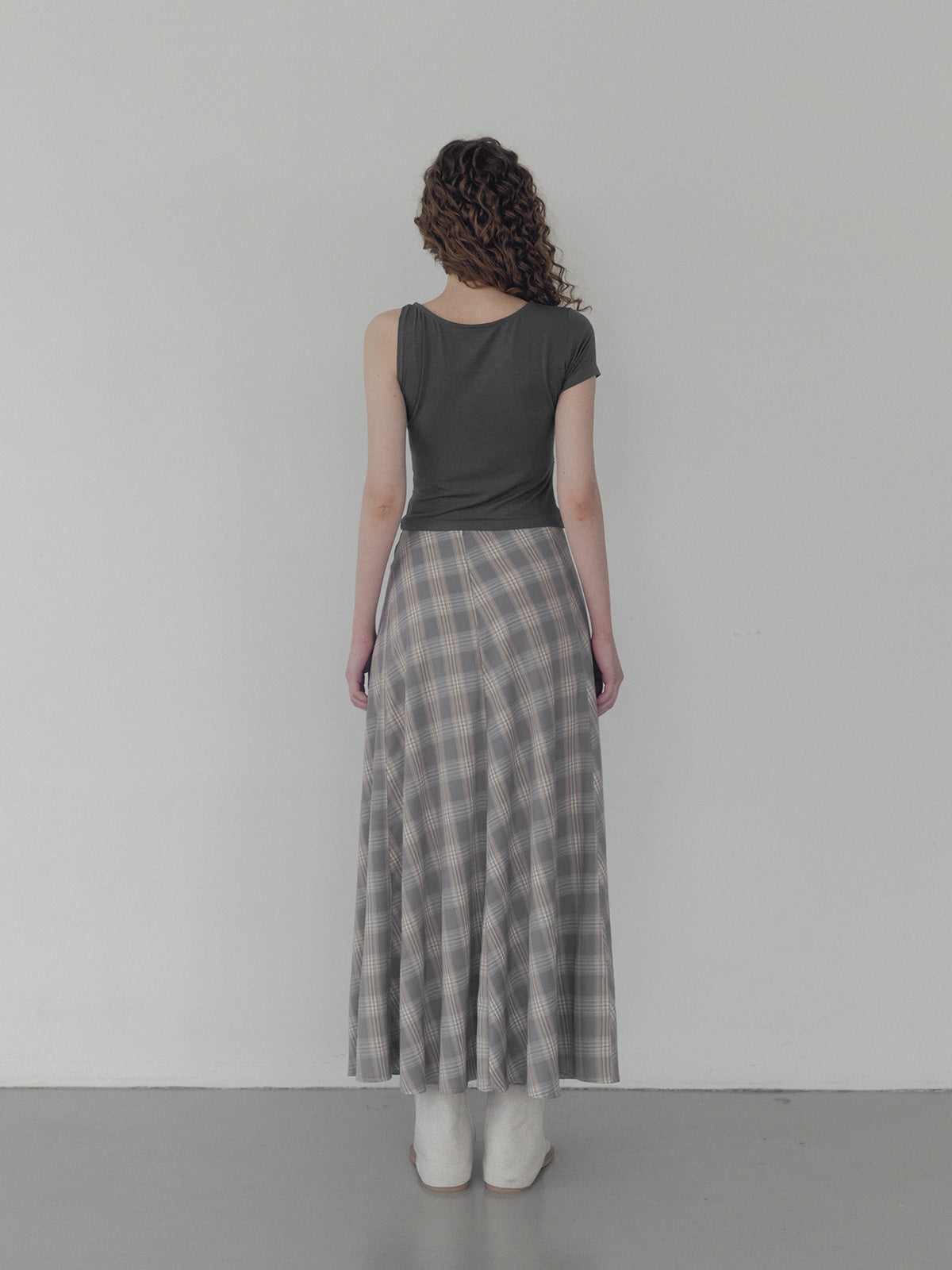 [TWEE] Fitz Check Maxi Long Skirt