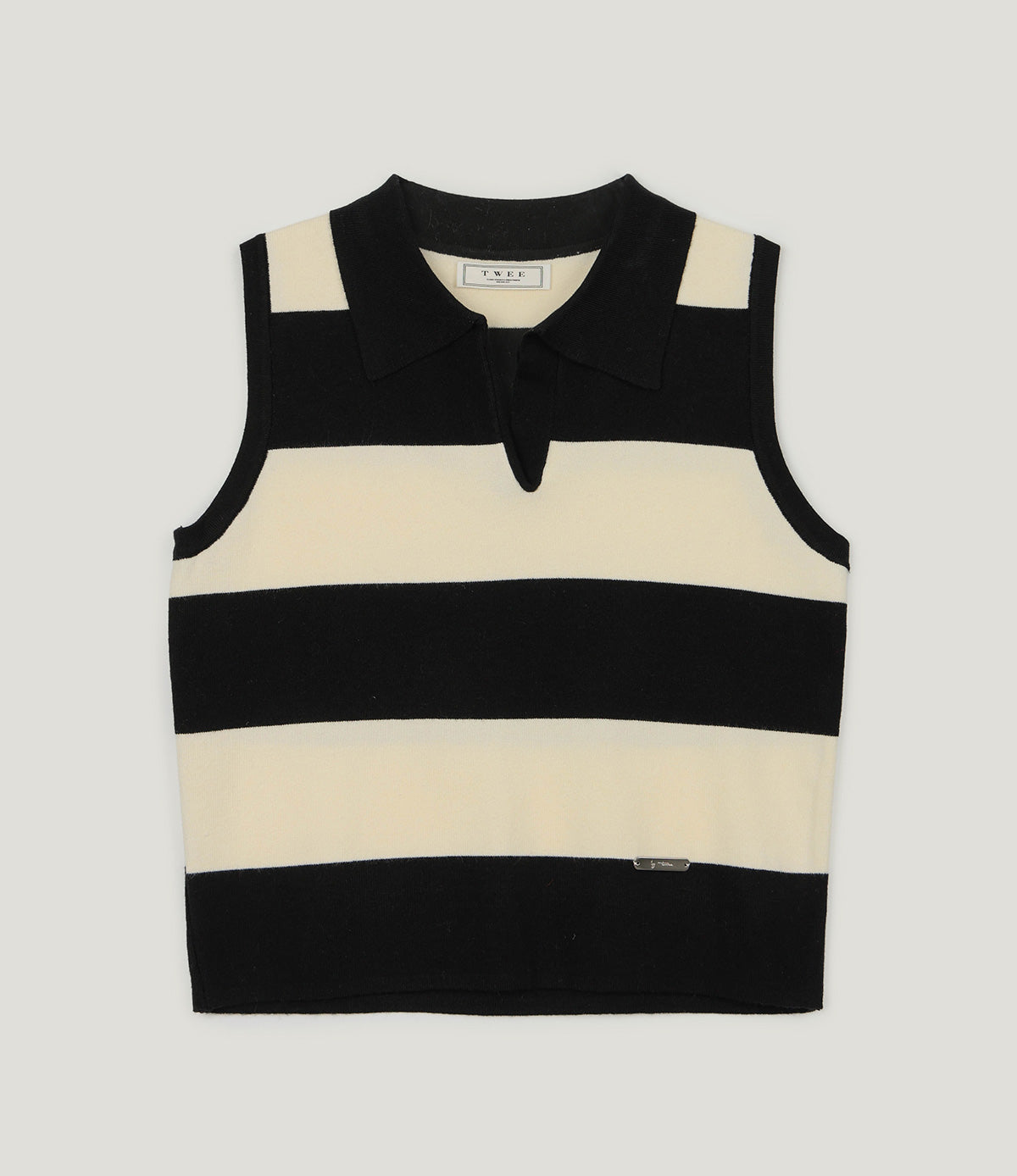 [TWEE] Curtin领条纹撞色无袖针织衫
