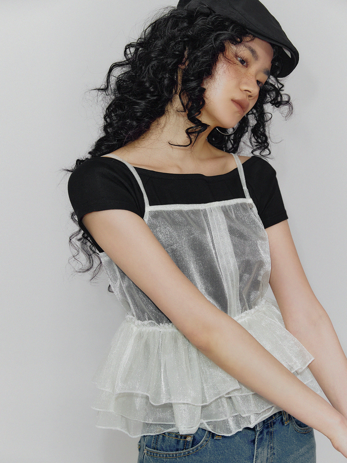 [TWEE] Rimon Sheer Layered Ruffle Bustier