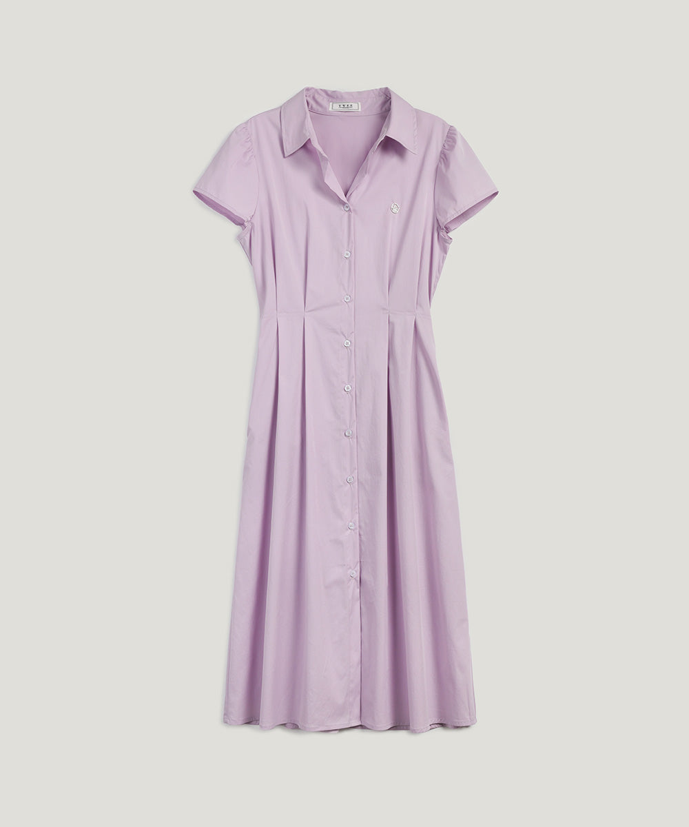 [TWEE] Dvil Open Collar Pintuck Long Dress