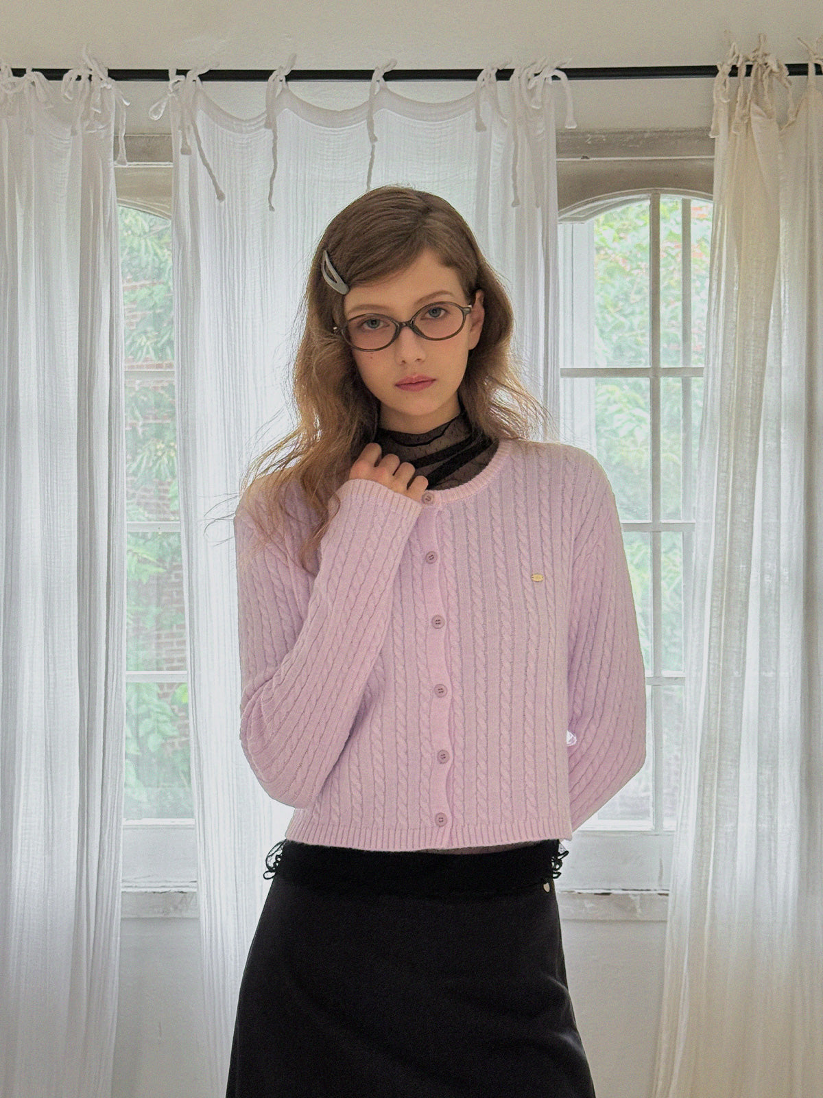 [TWEE] Áo khoác len đan dây ngắn Tiben