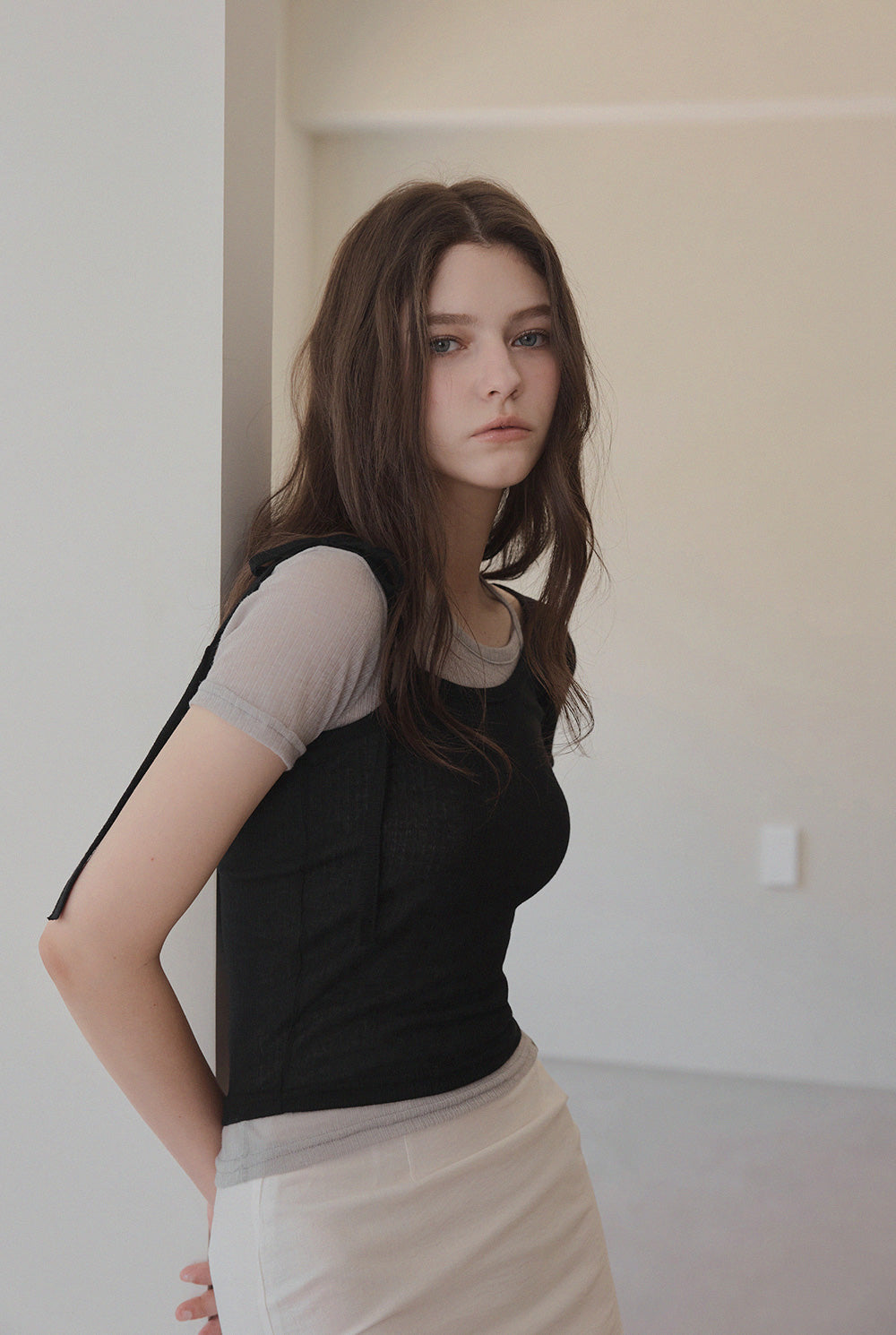 [TWEE] Winb Colorblock Layered Short Sleeve T-Shirt